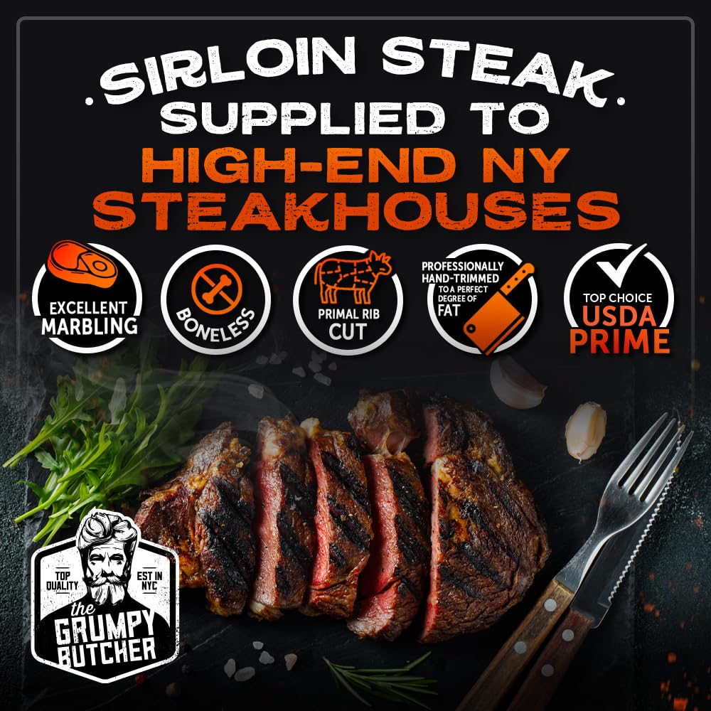 Grumpy Butcher Premium Steak Gift Box - 2 Ribeye Steaks (14 oz each) & 2 Top Sirloin Steaks (6 oz each) | Gourmet Beef Gift Set for BBQ, Dinner Parties & Special Occasions | Carne Asada Meat Selection