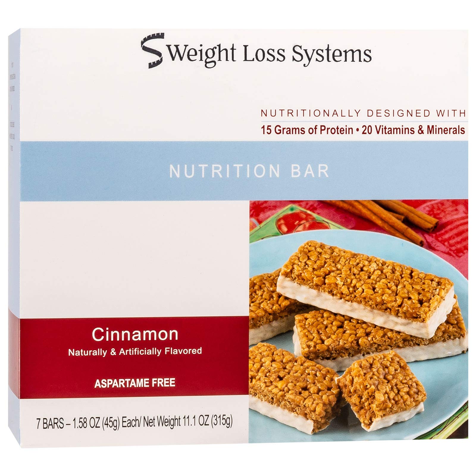 High Protein Cinnamon Bar - 15g Protein, Low Calorie & Fat, High Fiber Meal Replacement Snack - Aspartame Free, Gluten Free with 17 Vitamins & Minerals (7 Count Box) - Perfect for Post-Workout, Keto Diet & On-the-Go Nutrition