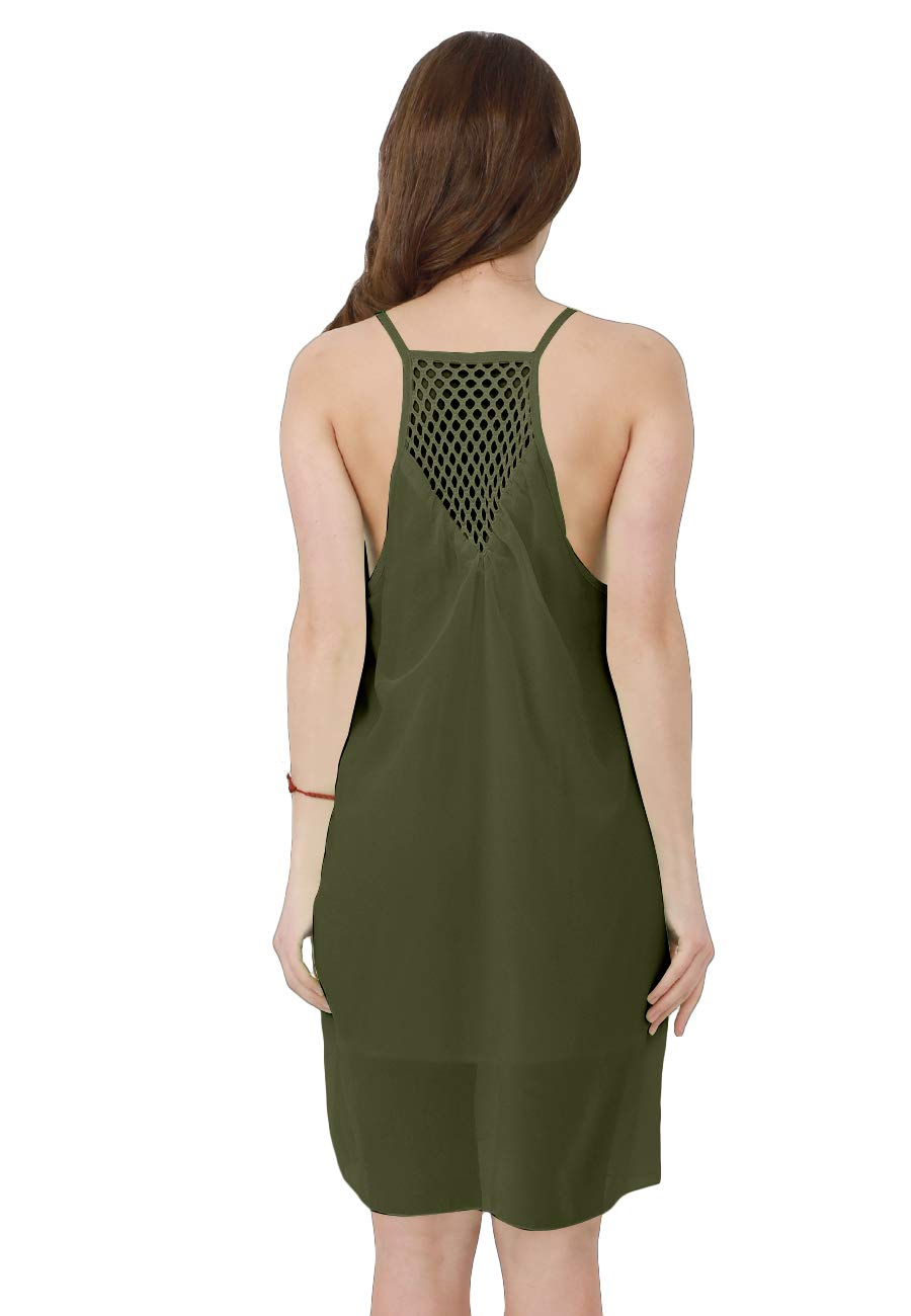 OMZIN Women's Summer Halter Sundress - Sleeveless Spaghetti Strap Chiffon Loose Swing Dress for Beach, Vacation & Casual Wear | Flowy Cover Up Dress for Women