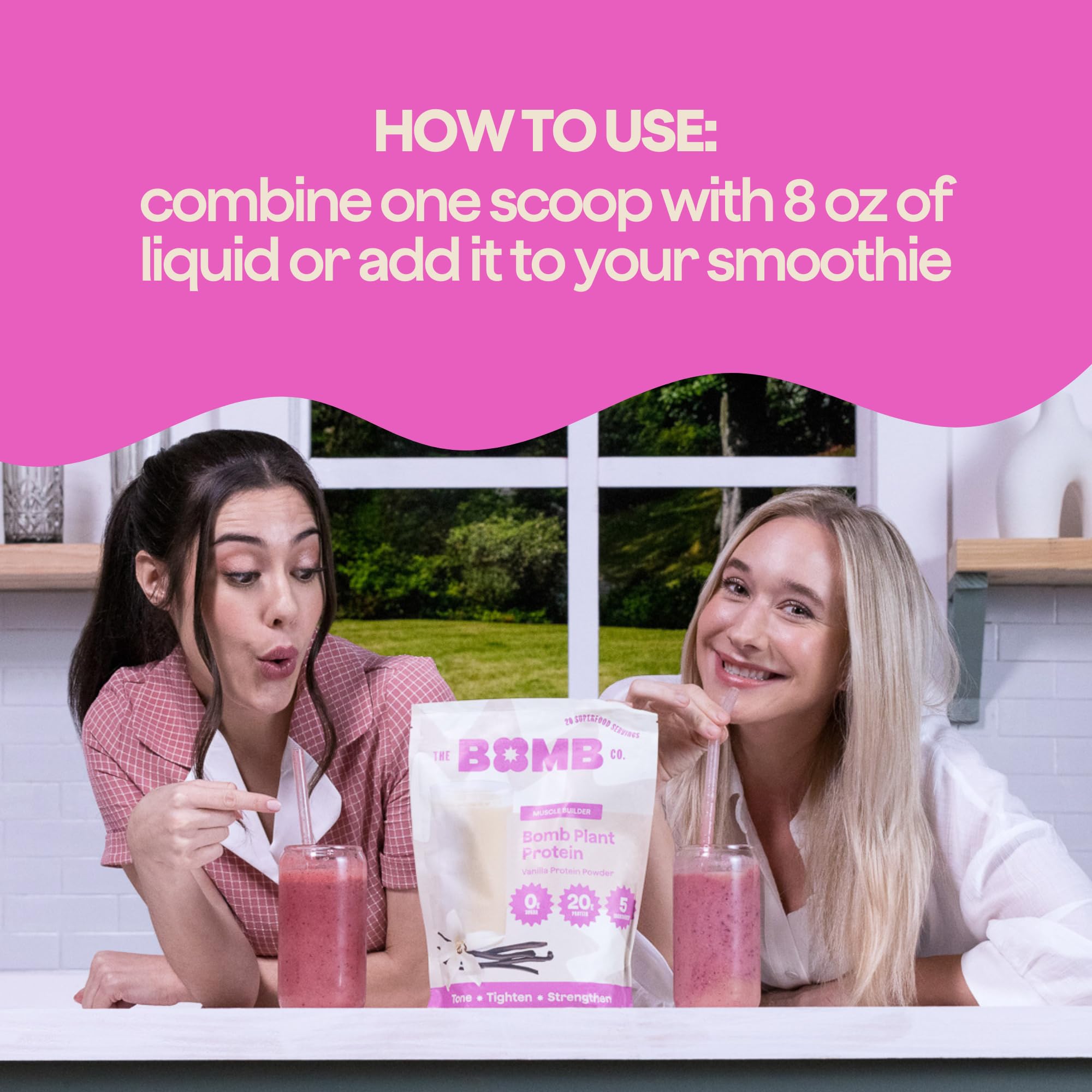 The Bomb Co. Bomb Plant Protein Powder - 20g Pea Protein, Amino Acids, Zero Sugar, Gluten Free with Chia & Pumpkin Seeds - Vanilla & Monk Fruit Flavor (20 Servings) | Perfect for Post-Workout Recovery, Smoothies & Healthy Meal Replacement