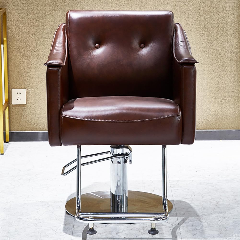 Professional Hydraulic Barber Chair - 360° Swivel Salon Chair with Stainless Steel Armrests for Hair Stylists | Comfortable Beauty Spa Equipment for Hair Cutting, Styling & Barber Shops