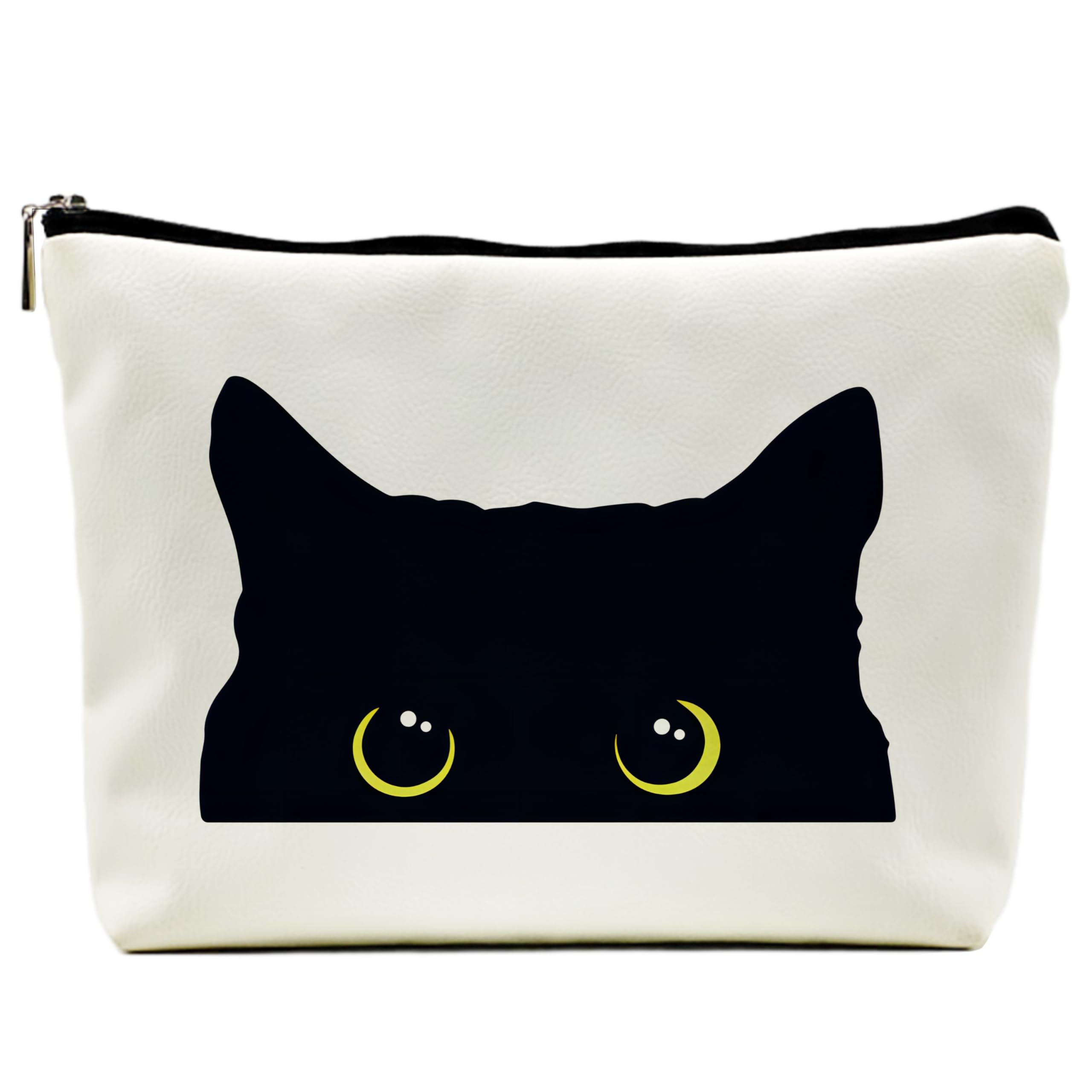 Black Cat Makeup Bag for Women - Pu Leather Cosmetic Purse for Cat Lovers & Gifts