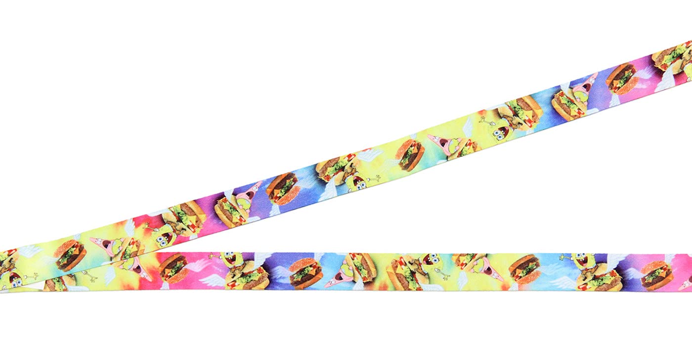 Spongebob Squarepants & Patrick Krabby Patties Breakaway ID Lanyard - Detachable Badge Holder with Rubber Charm & Collectible Sticker - Perfect for School, Work, Conventions & Anime Events