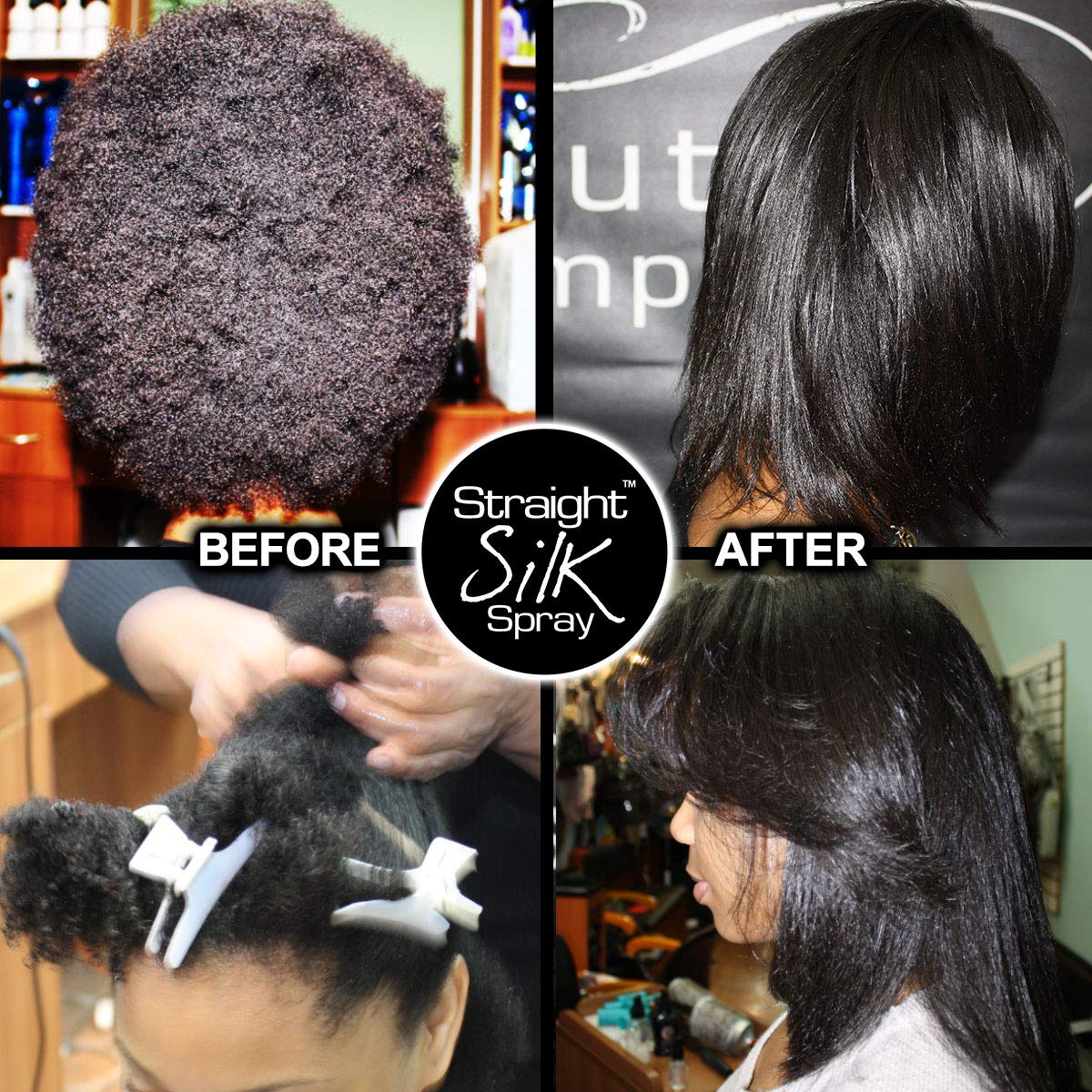 Straight Silk Spray with Moroccan Argan Oil - Alcohol-Free Heat Protectant for Hair Up to 450°F | Hair Straightening Protector & Detangler for Flat Iron & Blow Dry | Unscented Hair Spray Made in USA (64oz) | Perfect for Salon Styling & Daily Frizz Control