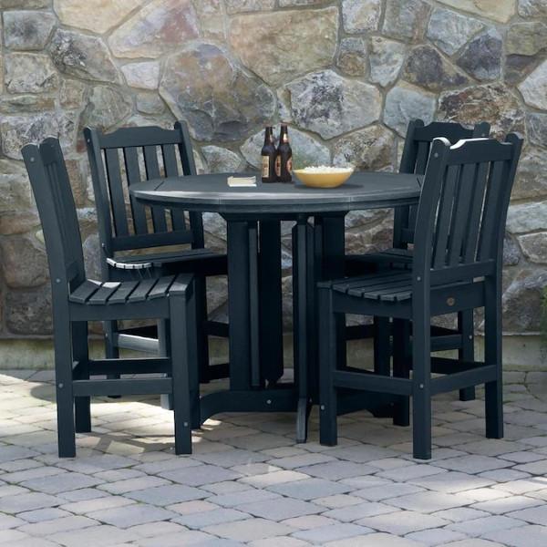 Lehigh 5-Piece Round Counter Height Recycled Plastic Outdoor Dining Set - Patio, Deck, Garden, or Backyard Furniture for Casual Entertaining