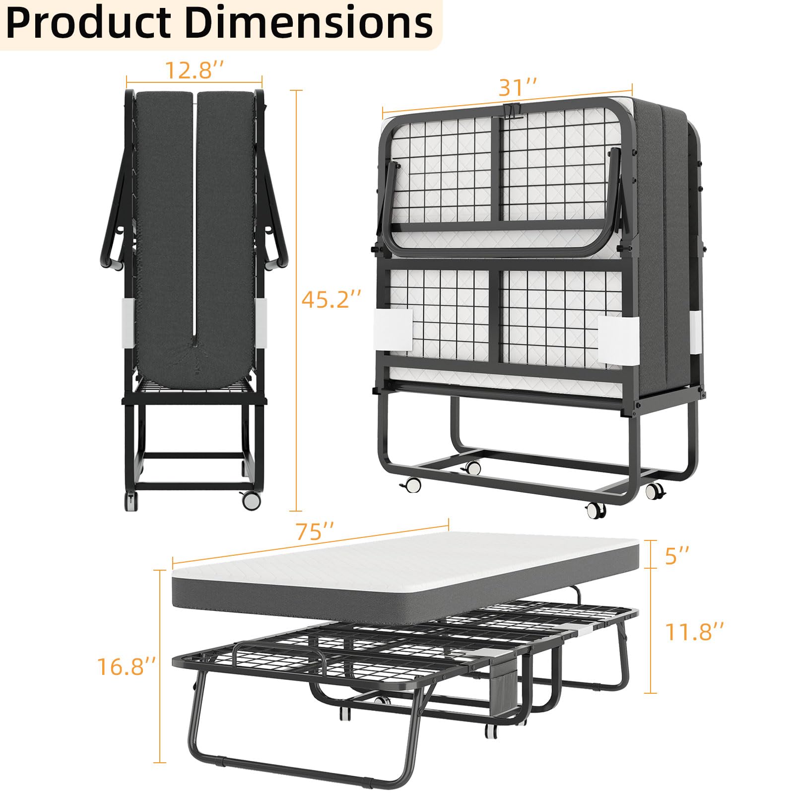 VERMESS Folding Guest Bed with 5