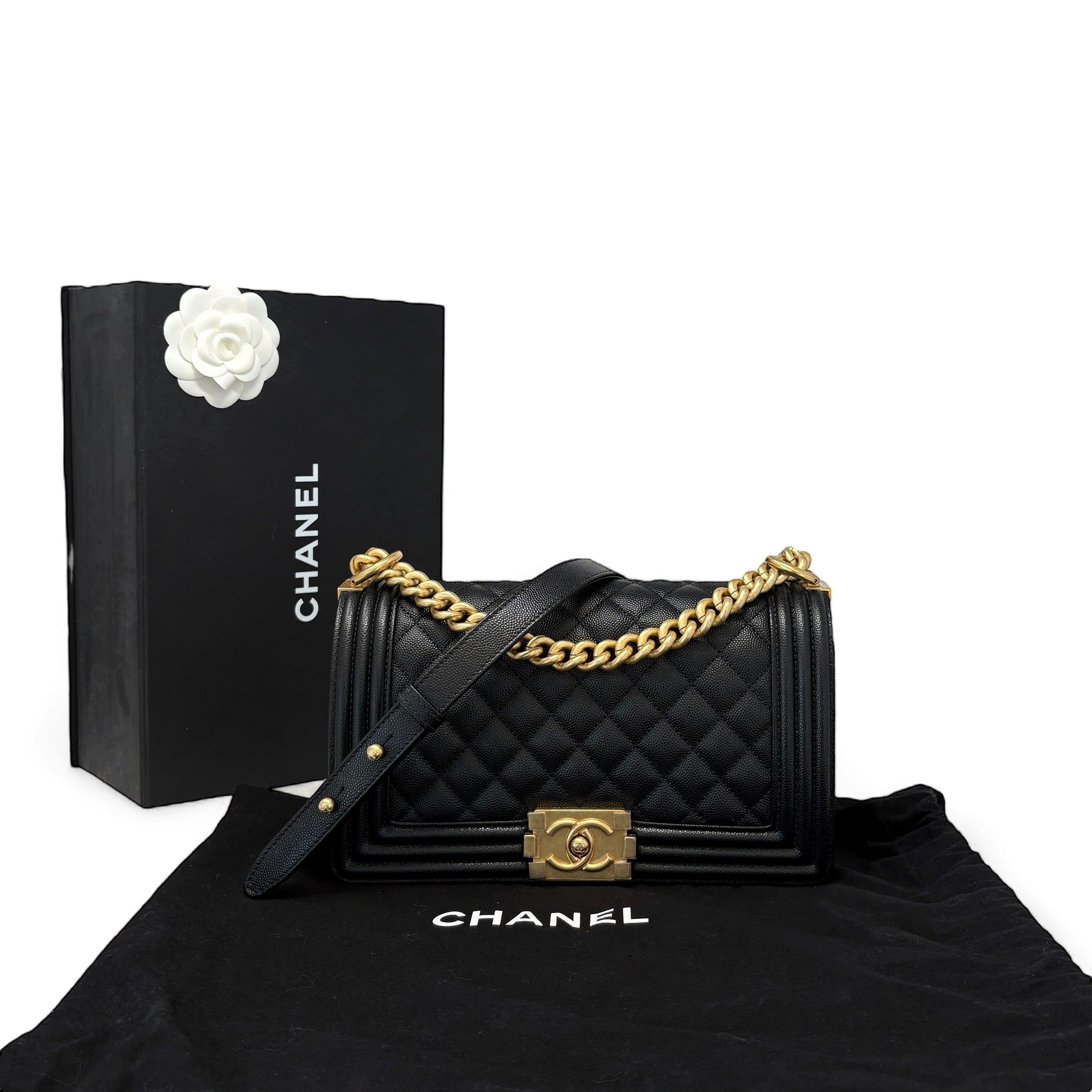 Chanel Black Medium Boy Bag - Luxury Designer Handbag for Women, Perfect for Parties, Dates & Everyday Use