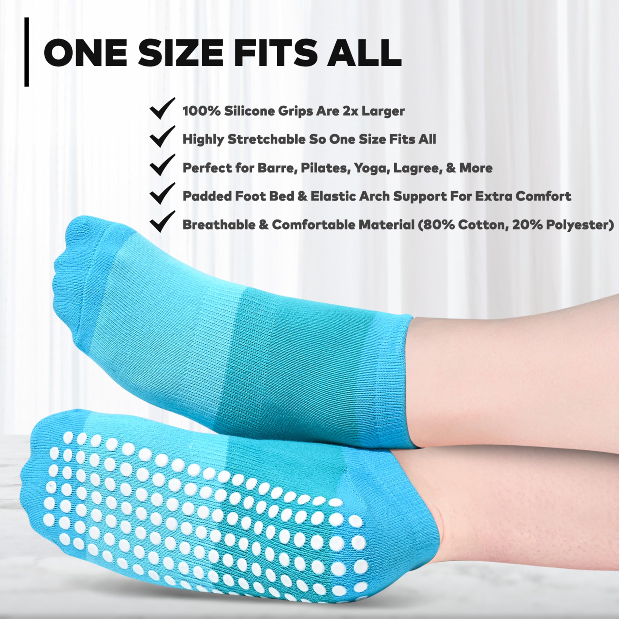 Non-Slip Sticky Grip Socks for Women - Perfect for Barre, Pilates, Lagree, Yoga & Dance - Stay Secure During Workouts & Home Fitness