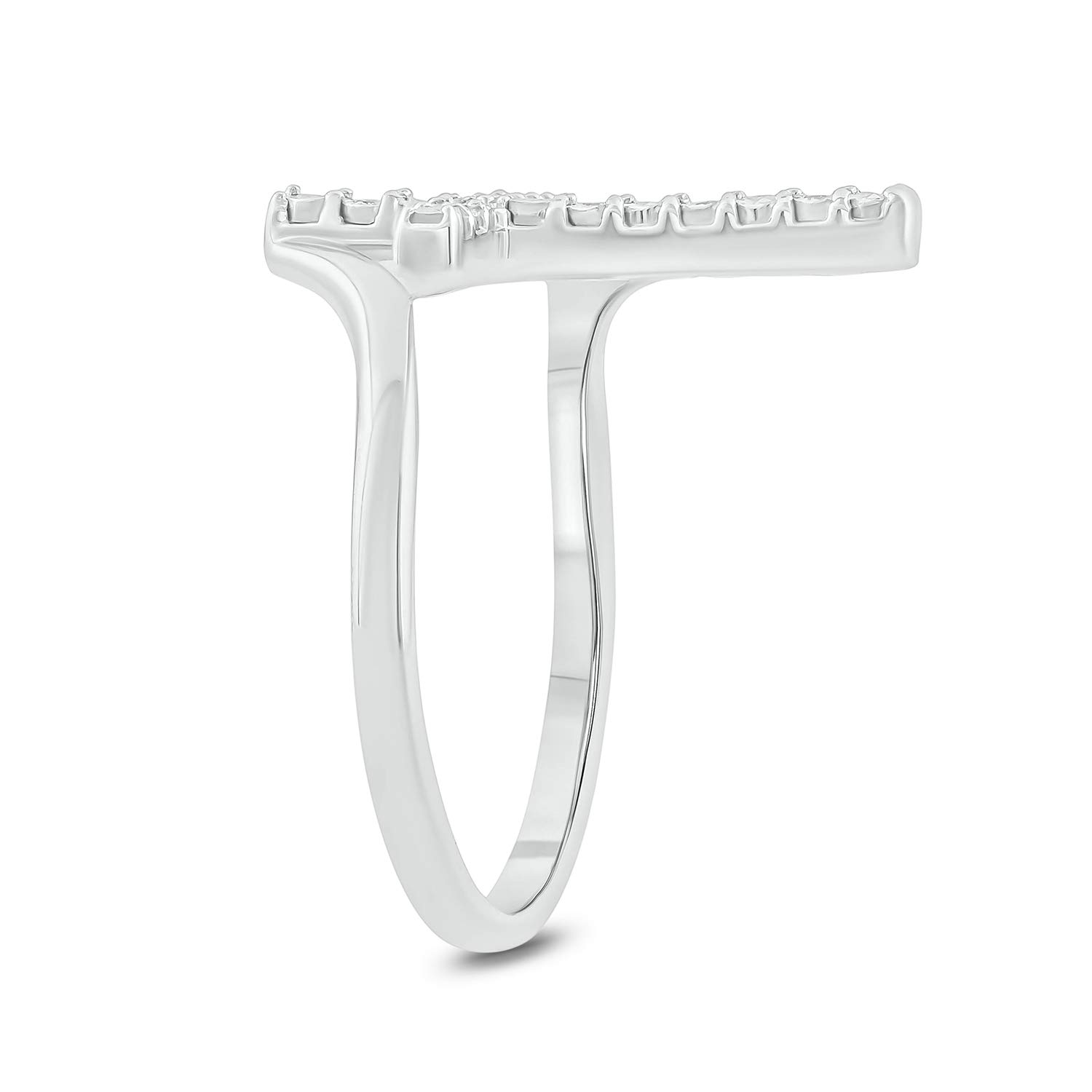 1/20 CT Natural Diamond Cross Ring for Women - 925 Sterling Silver Gold Vermeil Vertical Accent Ring | Elegant Fashion Jewelry Gift for Her in White, Yellow or Rose Gold | Perfect for Weddings, Anniversaries & Special Occasions