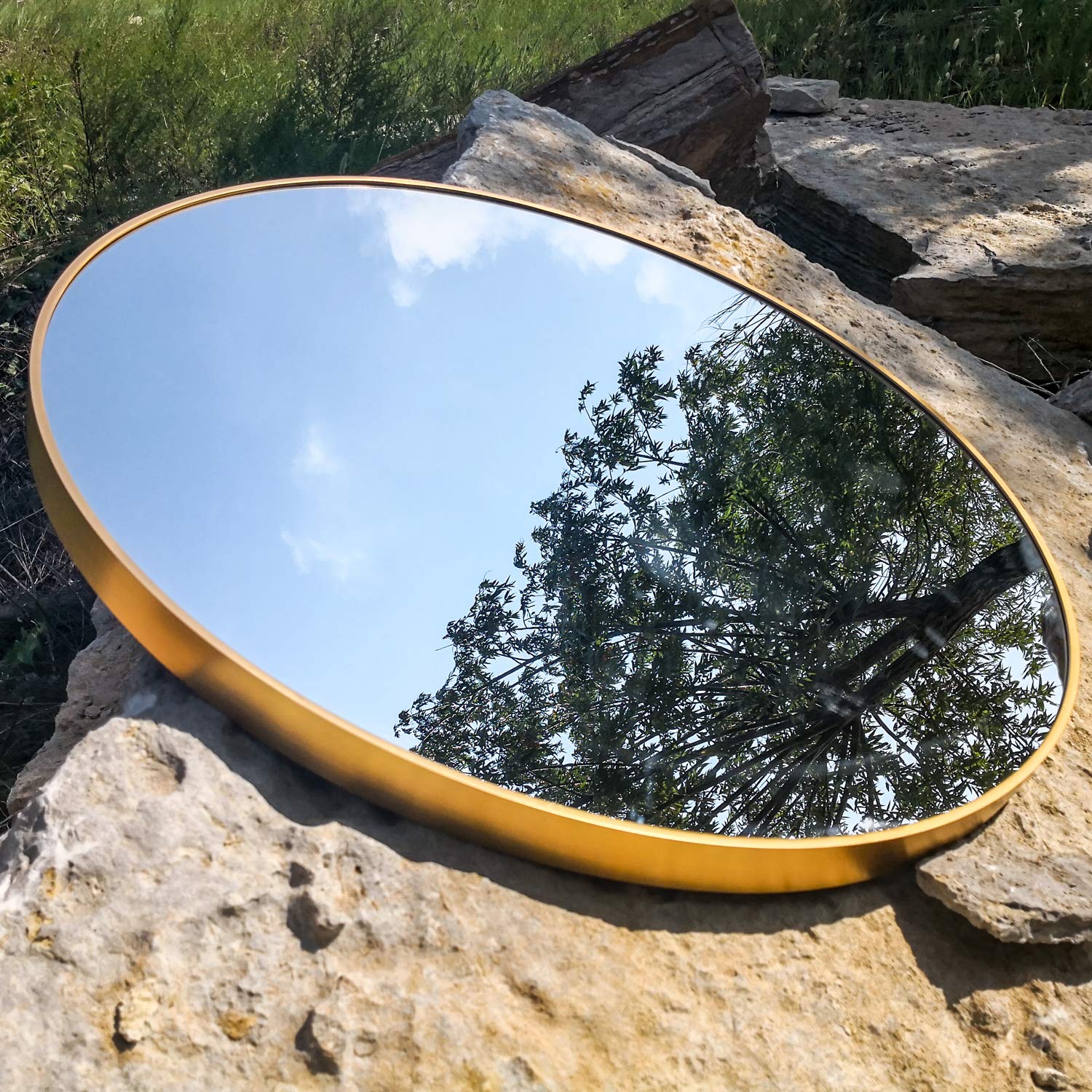 Anwick 32 Inch Gold Round Wall Mirror - Large Farmhouse Circle Mirror for Bathroom, Vanity, Entryway & Home Decor - Perfect for Makeup, Hallway & Living Room Wall Decoration