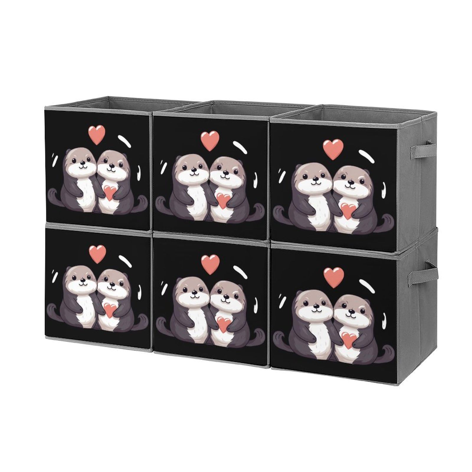 Foldable Storage Cubes Organizers - 6 Pack Square Storage Baskets with Handles for Closet, Nursery, Office & Home Organization | Sea Otters Design