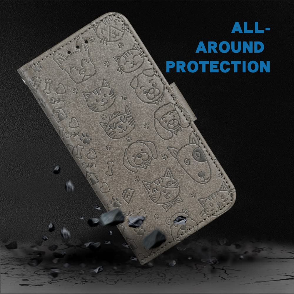 Premium Leather Wallet Case with Wrist Strap & Card Holder for ASUS ROG Phone 5/5 Pro/5s/5s Pro/5 Ultimate - Flip Stand Cover with Lanyard (Grey) - Perfect for Gaming, Travel & Everyday Protection