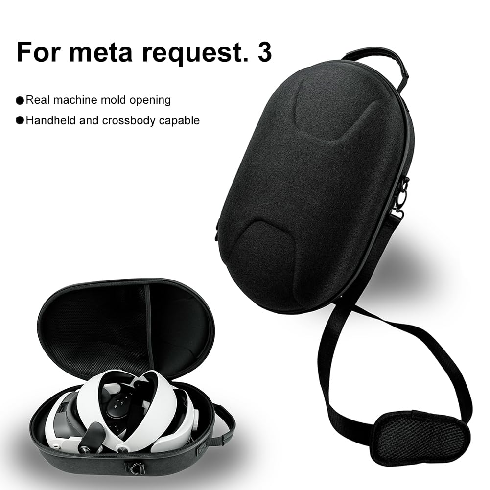 Junerain EVA Travel Storage Case for Meta Quest 3 VR Headset - Adjustable Shoulder Strap, Shockproof & Scratch-Resistant Protective Cover - Perfect for Travel, Gaming, and VR Headset Protection