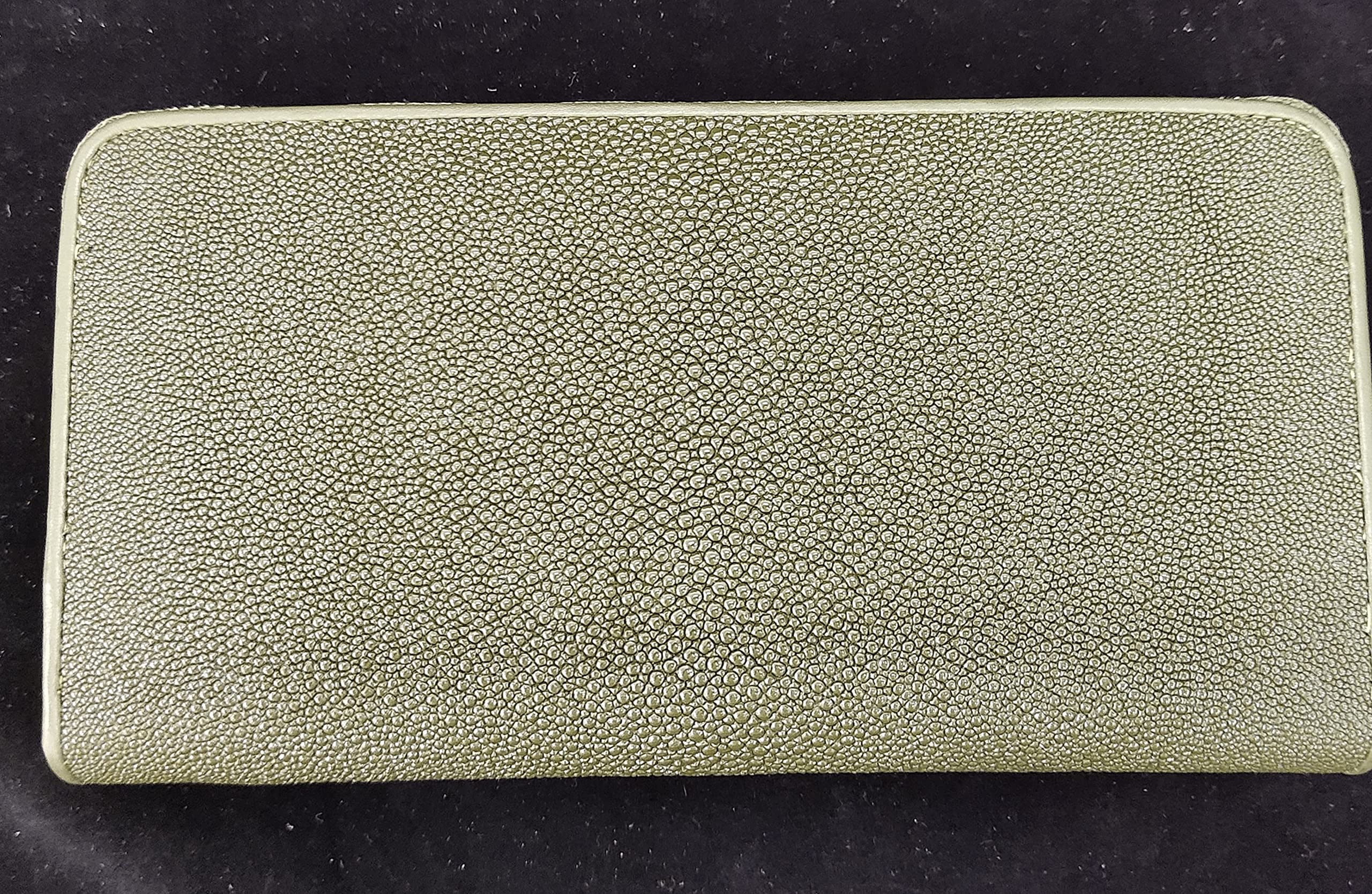 Genuine Stingray Skin Leather Long Wallet for Women - 2 Large Compartments, 1 Zip Pocket & 16 Card Slots - Stylish Zip Closure Wallet - Perfect for Everyday Use, Travel & Gift Giving