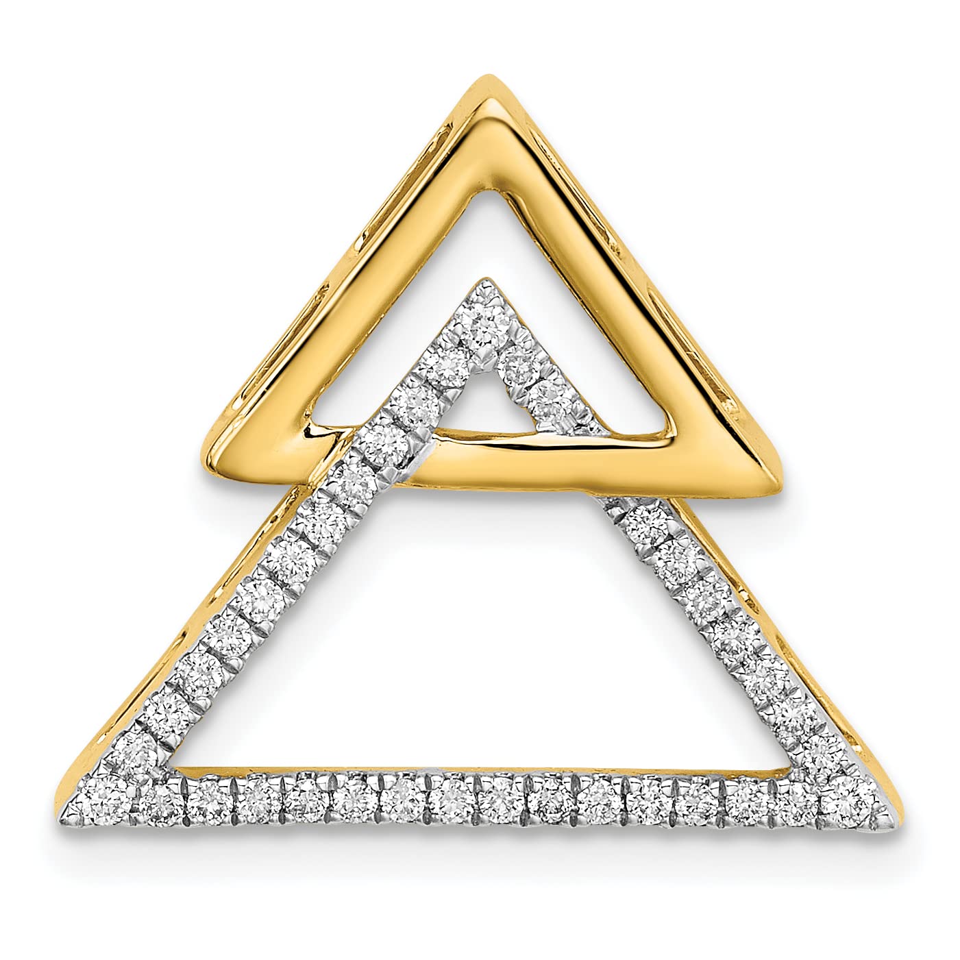 14K Yellow Gold Double Triangle Diamond Slide Pendant - Natural Diamonds for Necklace Chains - Perfect for Layering, Gifting & Special Occasions