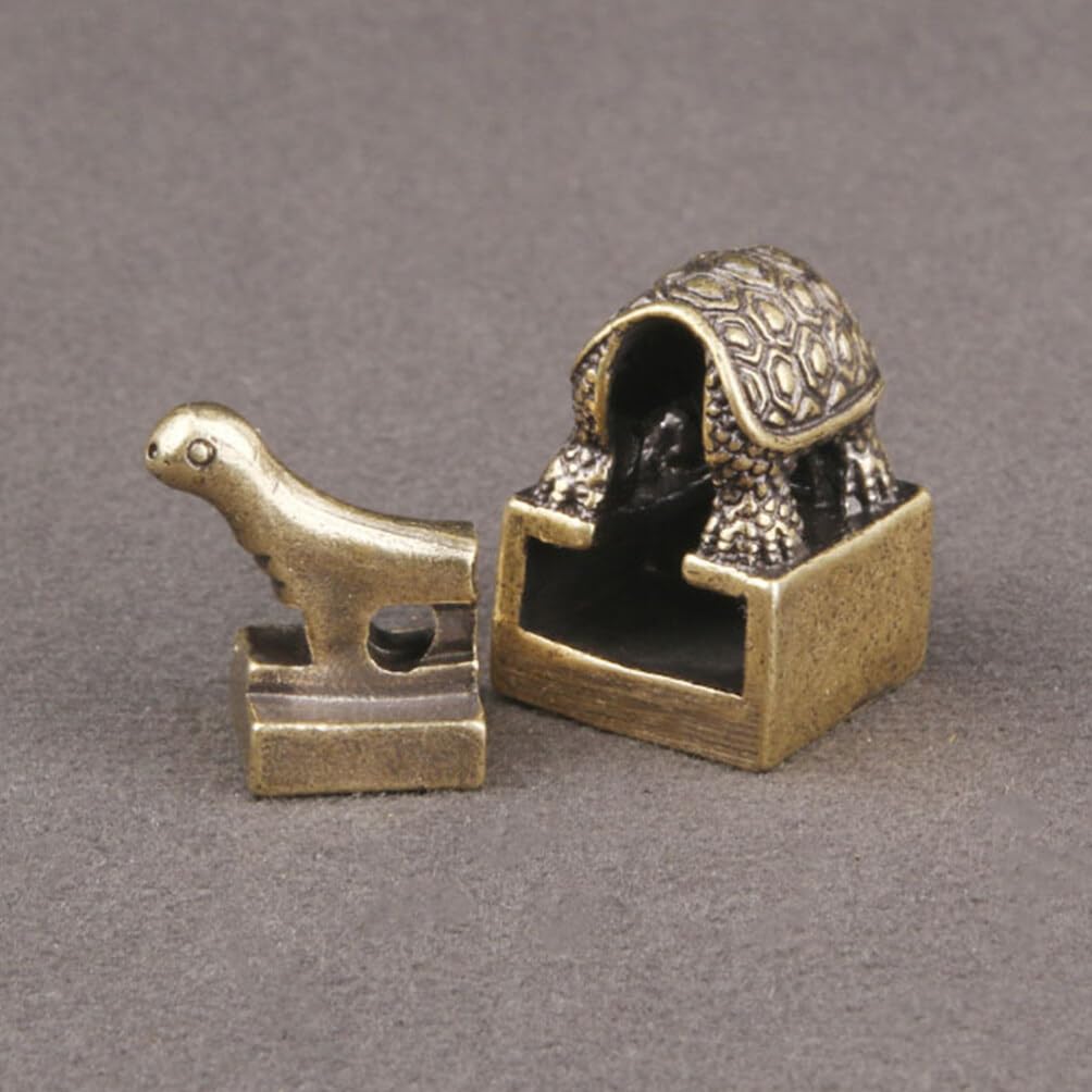 Yardwe Brass Turtle Wax Seal Stamp Set - Mini Turtle Statue for Home Office Desk Decor, Wax Seal Stamp for Invitations, Letters & DIY Crafts