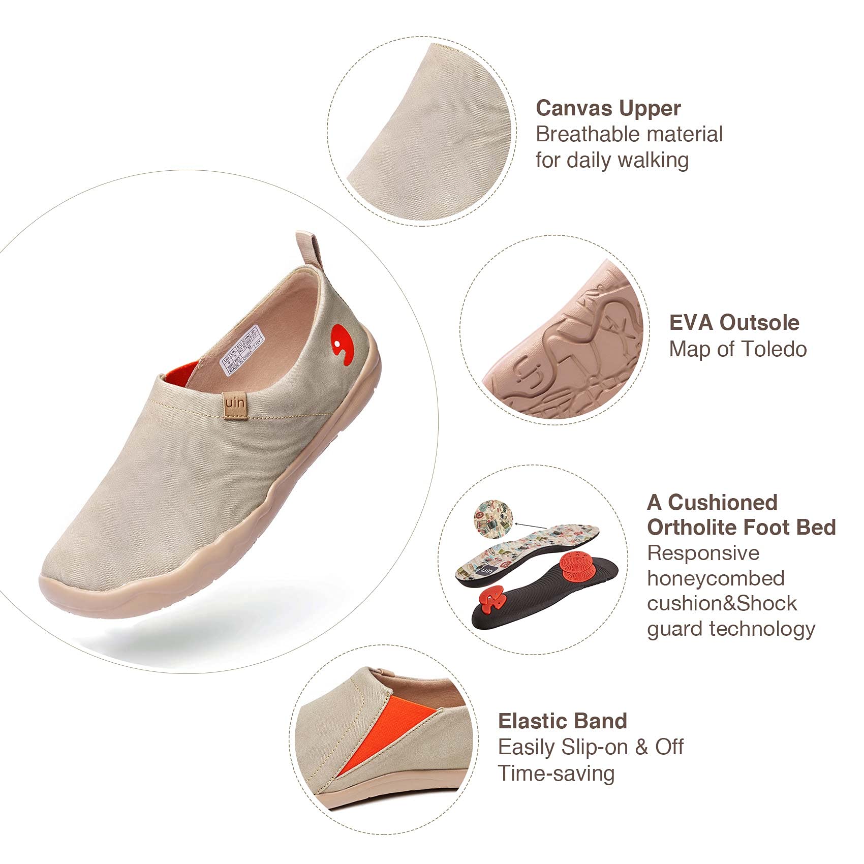 UIN Women's Slip On Sneakers - Lightweight Walking Shoes for Women | Comfortable Casual Loafers | Breathable Travel Flats for Work, Shopping & Daily Wear