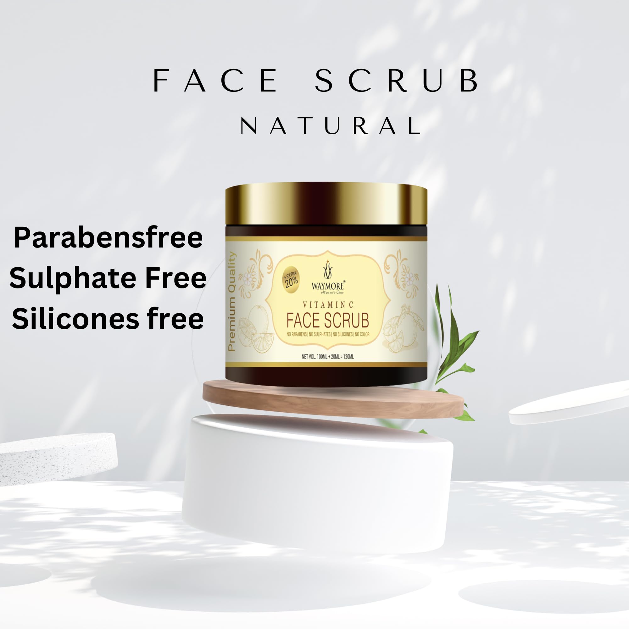 WAYMORE Vitamin C Face Scrub Cream - Brightening Exfoliator for Glowing Skin, 120ml (Pack of 1) | Gentle Cleansing for Dullness & Dark Spots | Perfect for Daily Skincare Routine & Pre-Makeup Prep