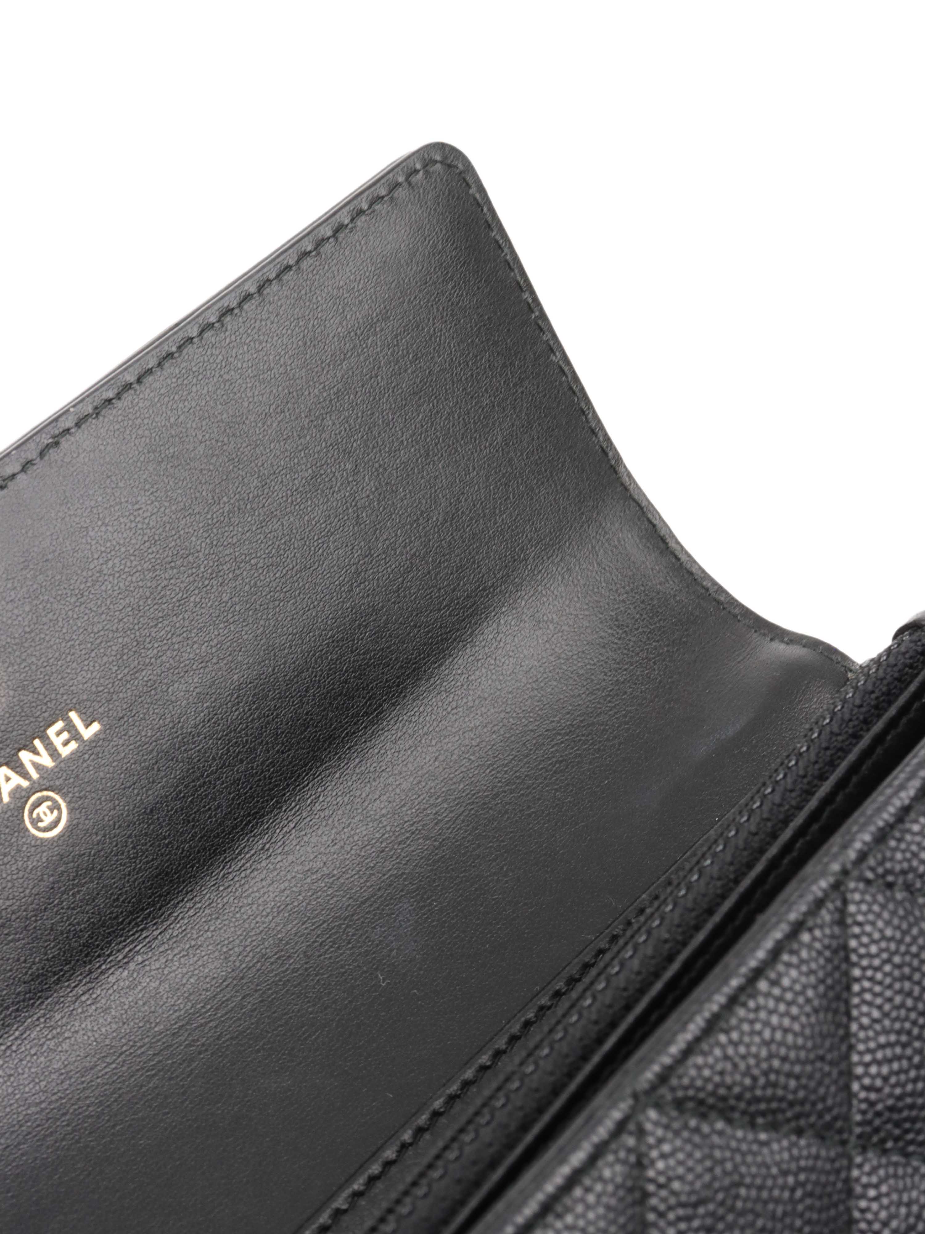 Chanel Black Caviar Leather Long Wallet for Women | Luxury Designer Clutch with Card Slots | Perfect for Everyday Use, Travel & Special Occasions