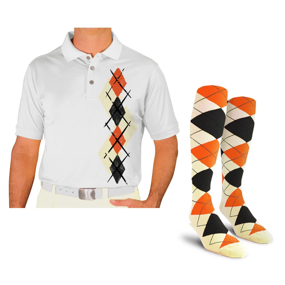 **Men's Dry Fit Short Sleeve Graphic Golf Polo Shirt with Socks - Argyle Paradise (4A-4Z) | Moisture-Wicking & Breathable for Golf, Tennis & Casual Wear**
