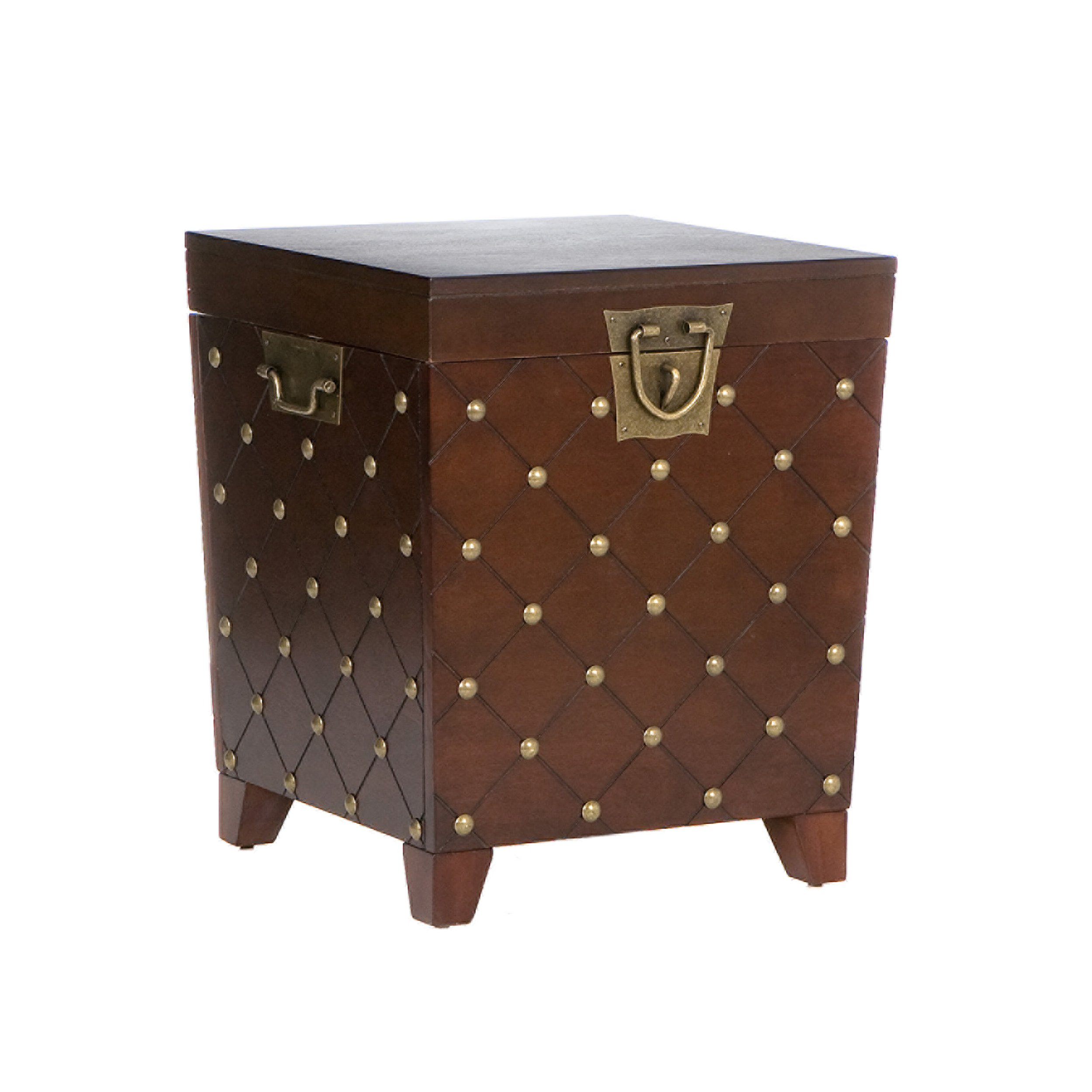 SEI Furniture Nailhead Upholstered Storage Trunk - Espresso Brown End Table with Vintage Metal Studs | Living Room Ottoman, Bedroom Storage, Coffee Table Alternative