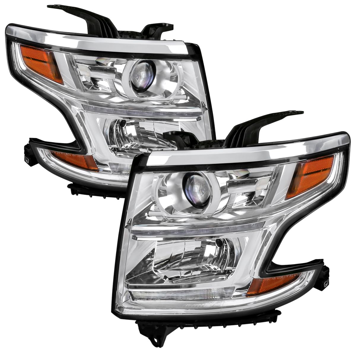 Universal LED DRL Bar Projector Headlights - Fits 15-20 Vehicles - Amber Turn Signal Lamps (2-Piece Set) - Upgrade Your Car/Truck Lighting for Night Driving & Off-Road Adventures