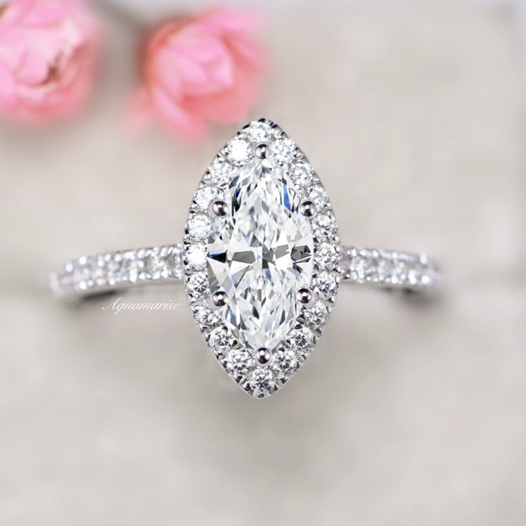 IGI Certified Marquise Cut Lab Grown Diamond Engagement Ring in 14K White Gold - Perfect for Proposals, Anniversaries & Special Occasions