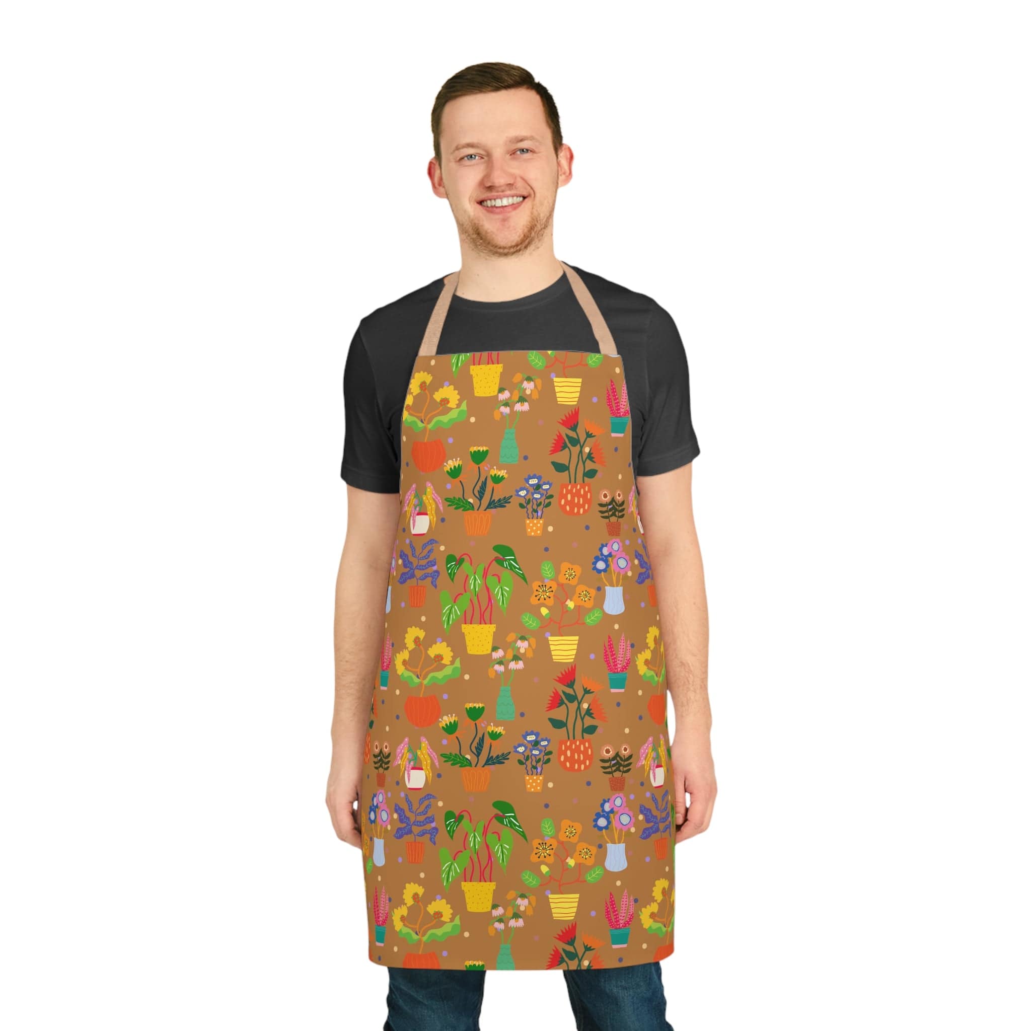 Premium Cotton Potted Plants Design Baking Apron for Cooking, Baking & Grilling - Adjustable & Pockets - Perfect Gift for Home Chefs & Bakers