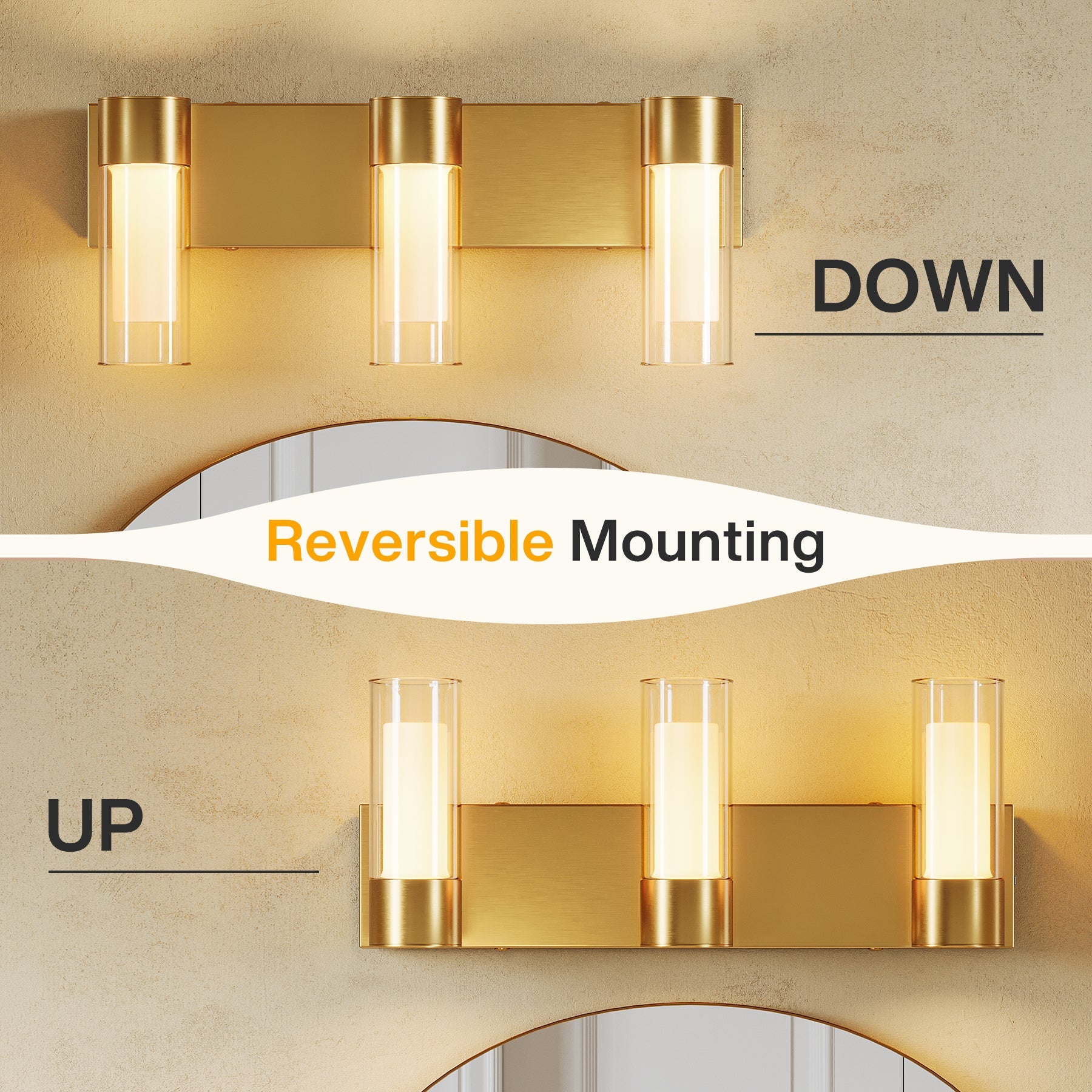 3-Light Modern Bathroom Vanity Wall Lights with Clear Glass Shades - Perfect for Bathroom, Powder Room & Dressing Room Lighting