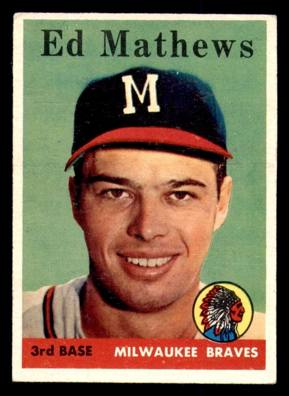 1958 Topps #440 Eddie Mathews Milwaukee Braves Baseball Card - EX Condition | Vintage MLB Collectible | Perfect for Sports Memorabilia Displays & Gift for Baseball Fans