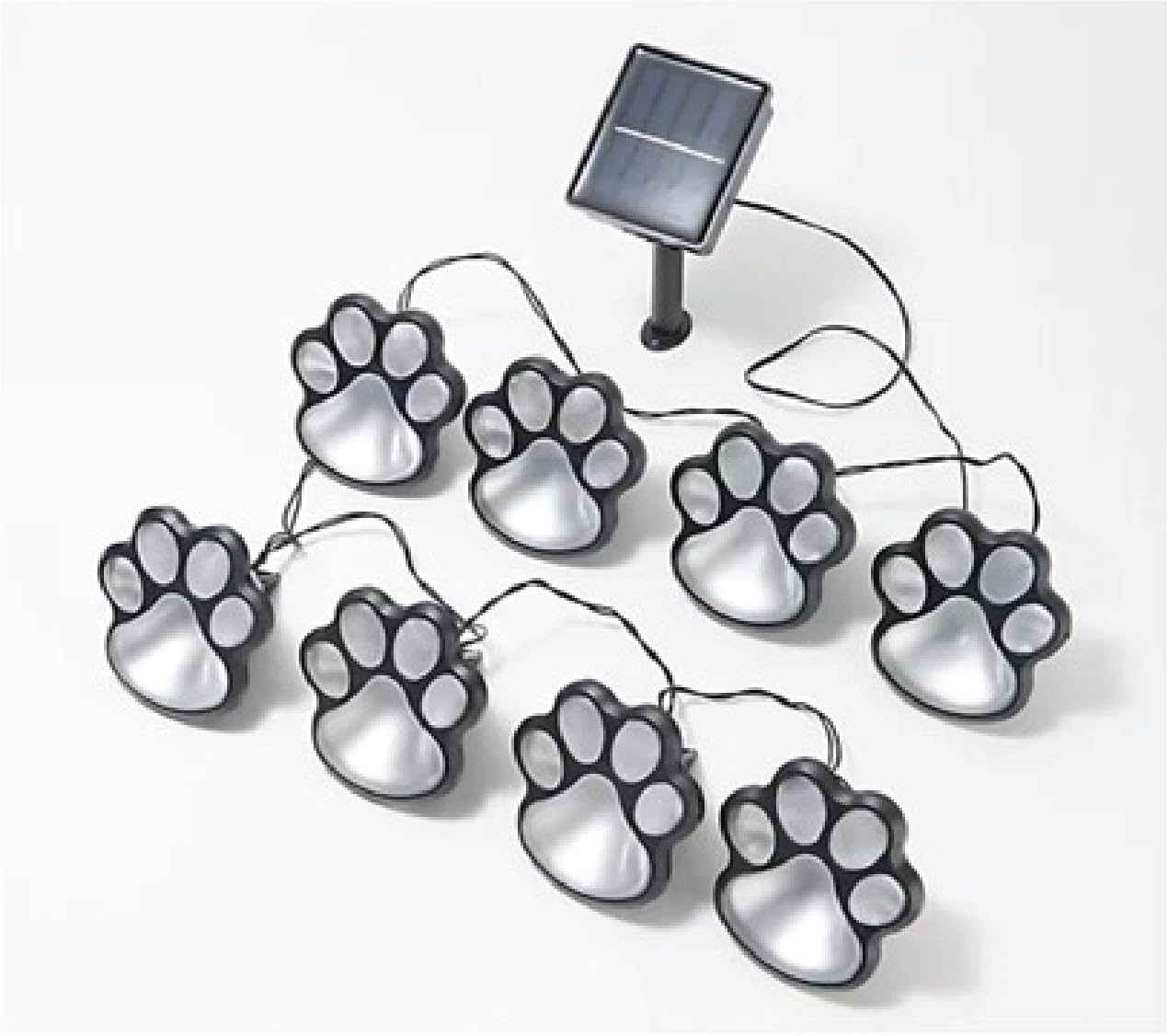 Solar Powered LED Paw Print Lights - Waterproof Outdoor Garden Lights for Dog Memorial, Pathway & Yard Decor - 8ft String with 8 Blue Lights (Perfect for Patio, Walkway & Pet Tribute Displays)