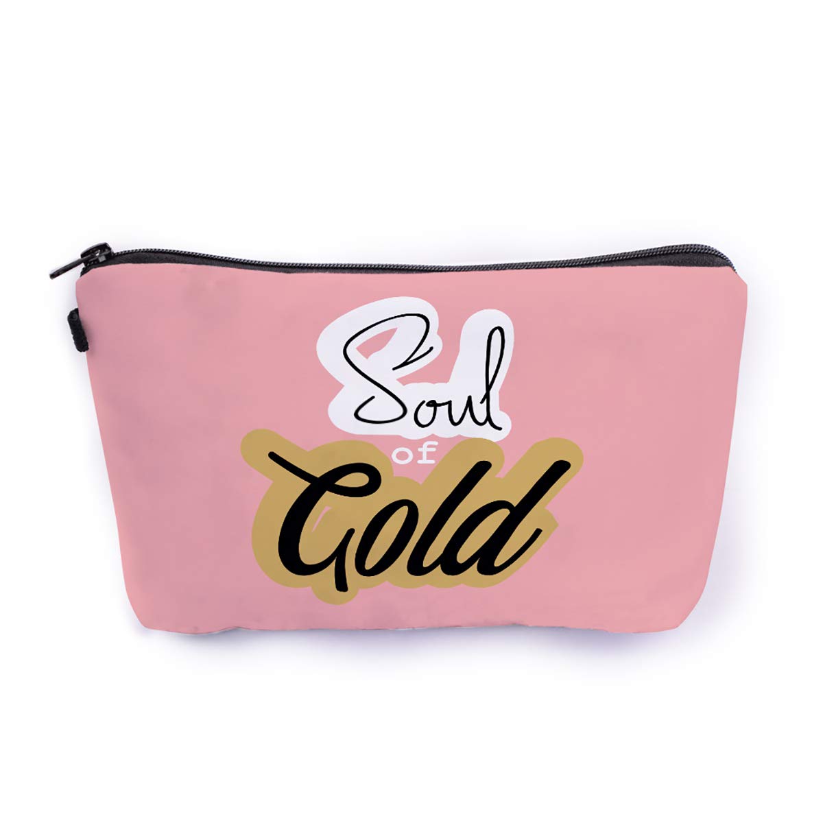 Crazyify Gold & Pink Canvas Cosmetic Bag for Women - Waterproof Travel Makeup Pouch with Zipper, Toiletry Storage Organizer | Perfect for Travel, Gym, and Everyday Use