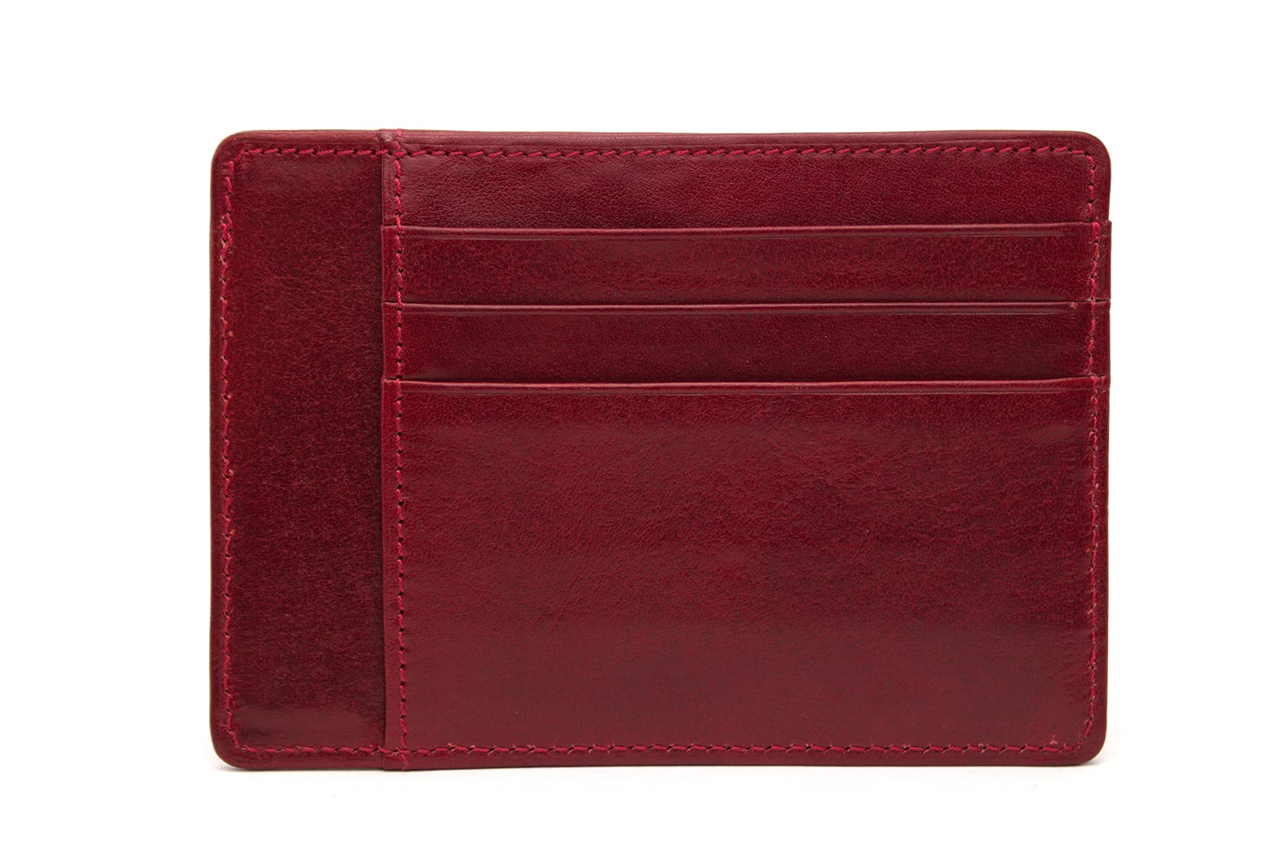 Giudi Slim Mini Leather Card Holder Wallet for Women & Men - RFID Blocking, Compact & Lightweight (Red) - Perfect for Travel, Business & Everyday Use