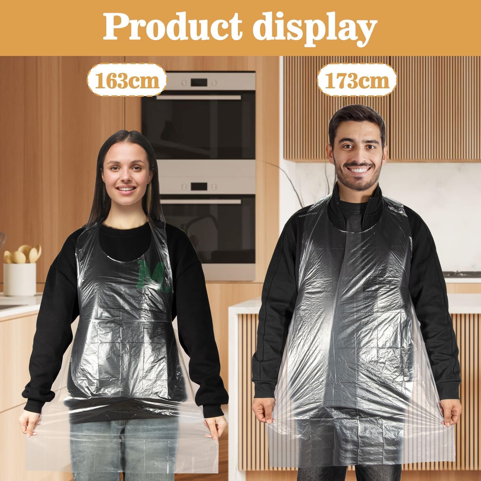 50 Pack Disposable Plastic Aprons for Adults & Kids - Waterproof Thick Reusable Aprons for Painting, Cooking, Eating, Dishwashing & DIY Crafts - Ideal for Art Class, Kitchen, Restaurant & Home Use