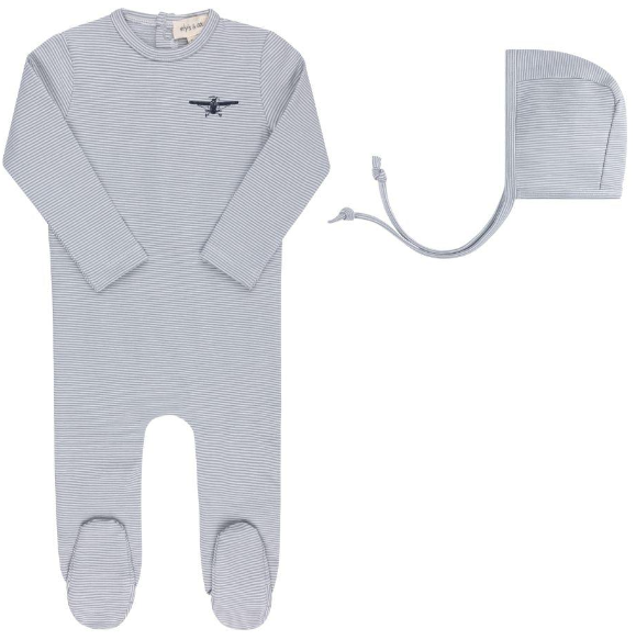 ELY & CO French Terry Propeller Footie with Bonnet for Babies 1M-6M | Soft & Comfortable Newborn Sleepwear for Cozy Nights & Playtime