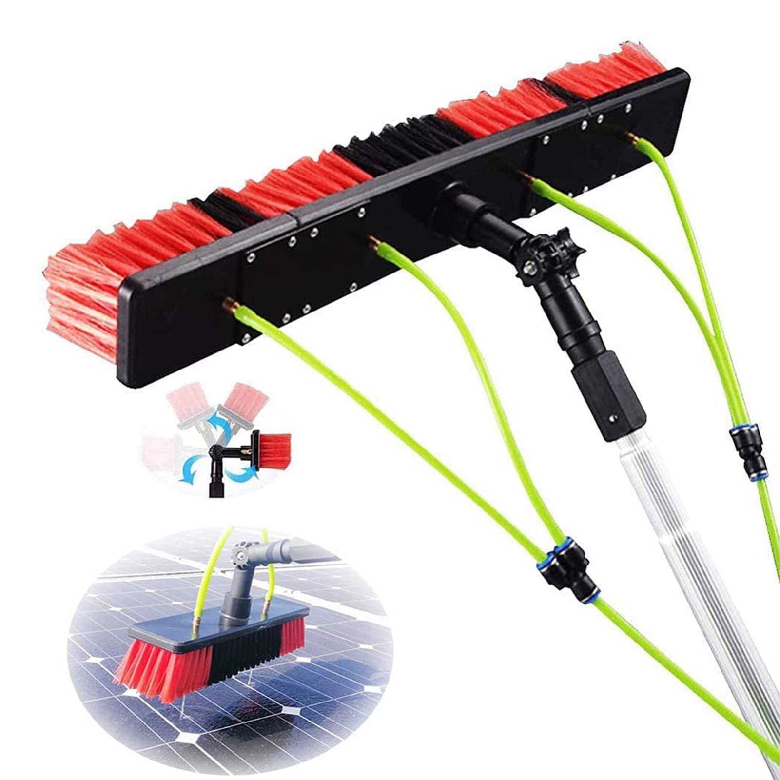 30ft Extendable Window Cleaning Pole with 50cm Brush Head - Telescopic Water Fed Brush for Conservatory Roof, Solar Panels & High Windows - Professional Window Cleaning Equipment for Home & Commercial Use (5M Length)