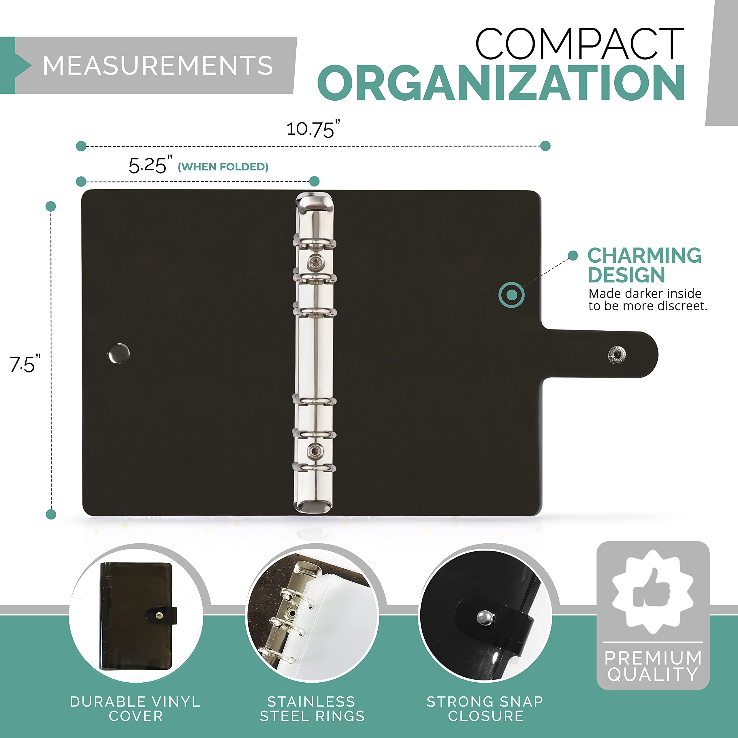 Black Money Organizer for Budgeting - Cash Binder with Envelopes System for Men & Women | Practical Finance Management Solution | Perfect for Personal Budgeting, Bill Tracking & Savings Goals | Home & Office Use