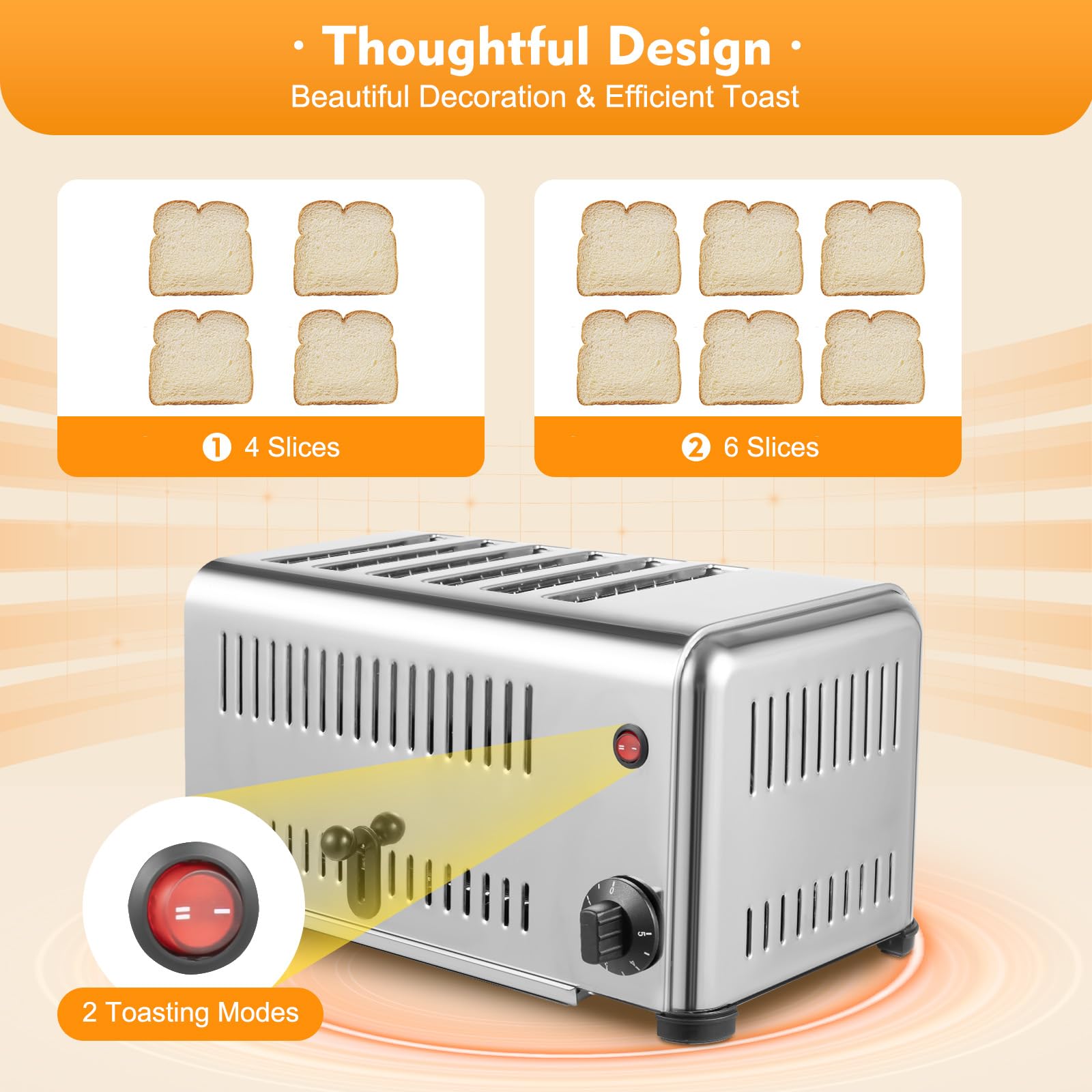 6-Slice Commercial Toaster with 5 Shade Settings - 1.1