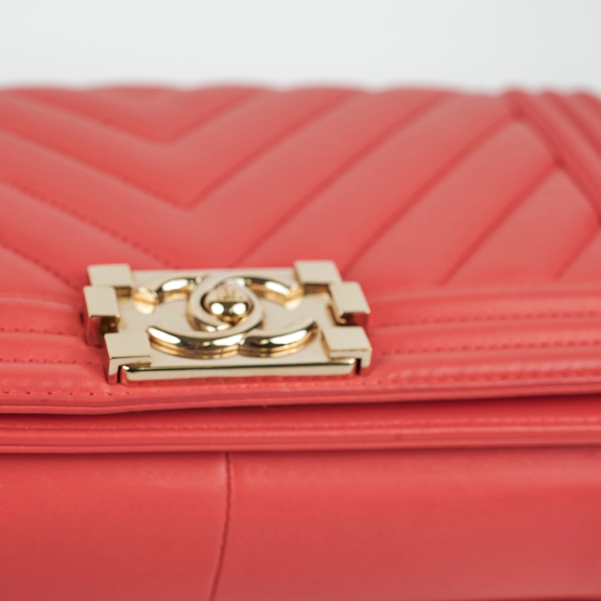 Chanel Old Medium Boy Chevron Lambskin Coral Bag Series 27 - Luxury Designer Handbag for Women, Perfect for Parties, Dating & Special Occasions