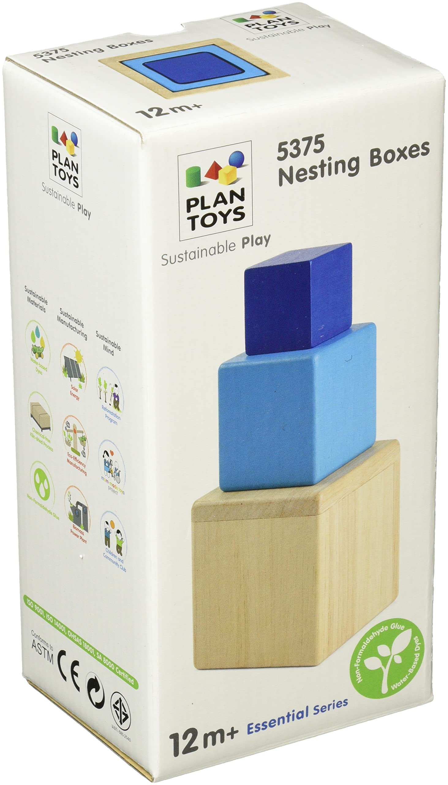 Plan Toys Wooden Nesting Boxes - Stacking & Sorting Educational Toy for Toddlers - Perfect for Montessori Learning, Home Play & Daycare Activities