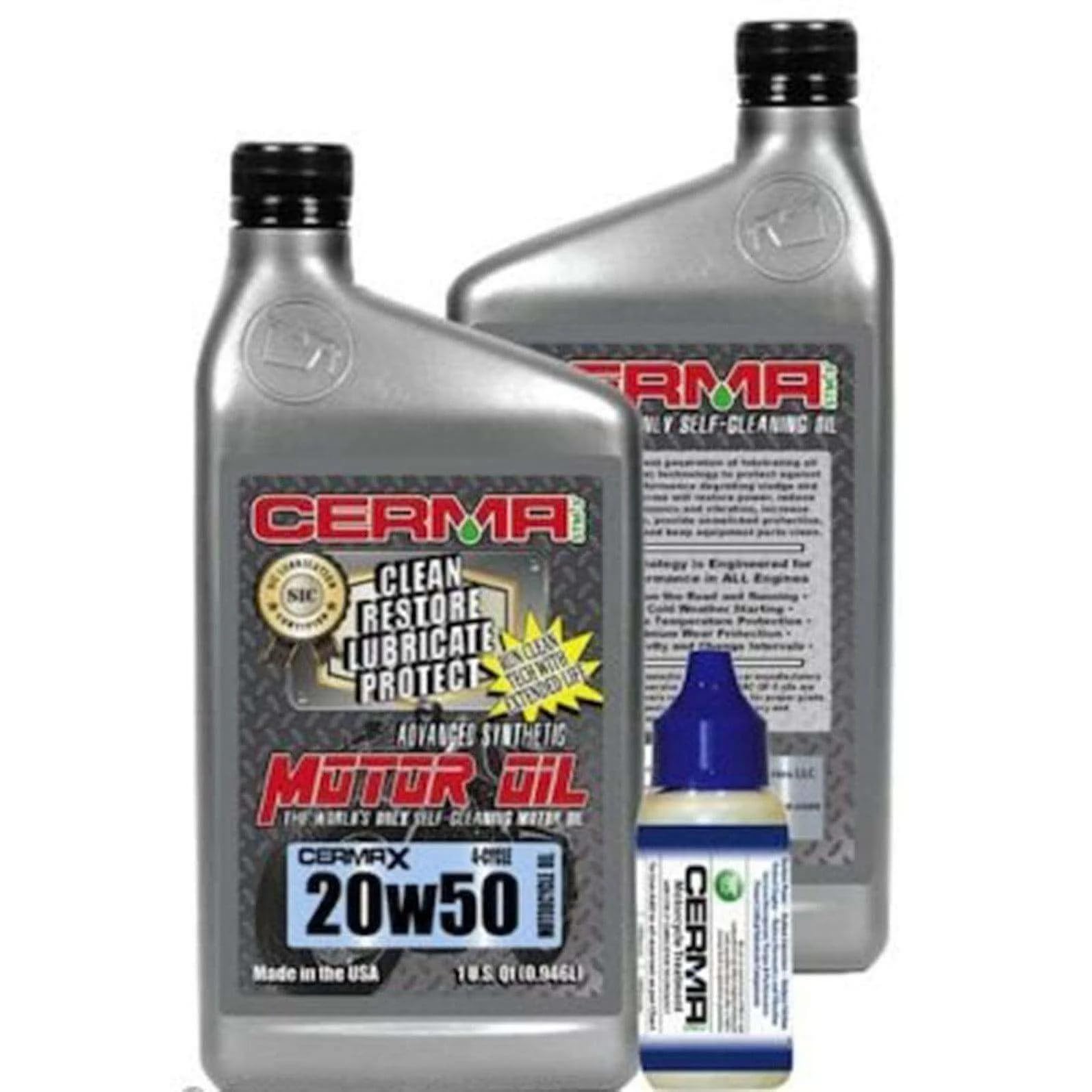 Ceramic Synthetic Motorcycle Oil 5W30 - 3 Quart Value Pack | High Performance Engine Protection for Cruisers, Sport Bikes & Touring | cermatreatment.com
