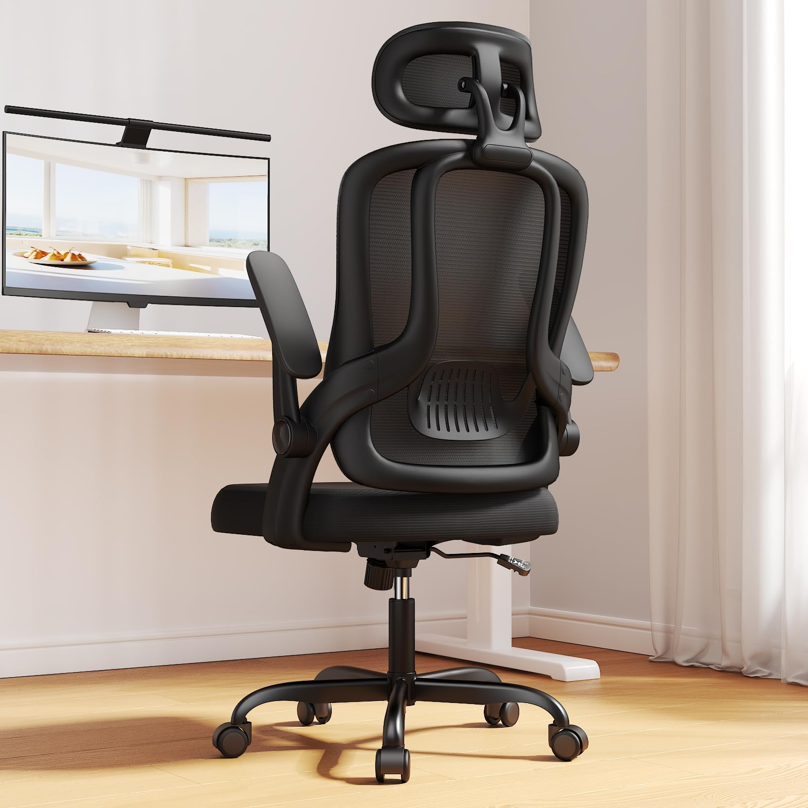 Ergonomic High Back Office Chair with 3D Adjustable Armrests & Lumbar Support - Breathable Mesh Computer Desk Chair with Headrest - Perfect for Home Office, Gaming, Remote Work & Study Sessions