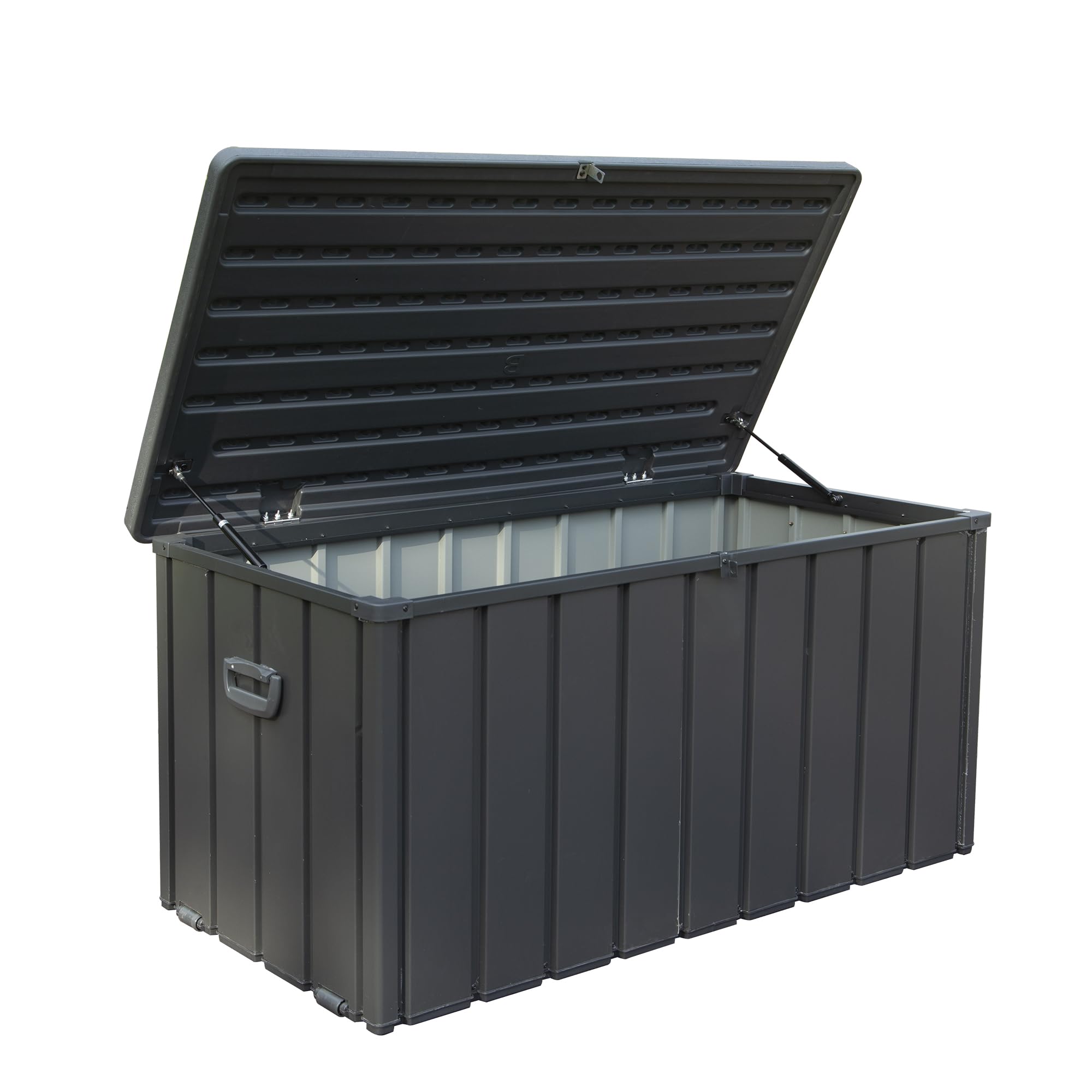 **Domi 120 Gallon Deck Box - Waterproof Outdoor Storage Container with Lockable Resin Lid for Patio, Garden & Pool Tools - Ideal for Cushions, Toys & Equipment (Gray)**