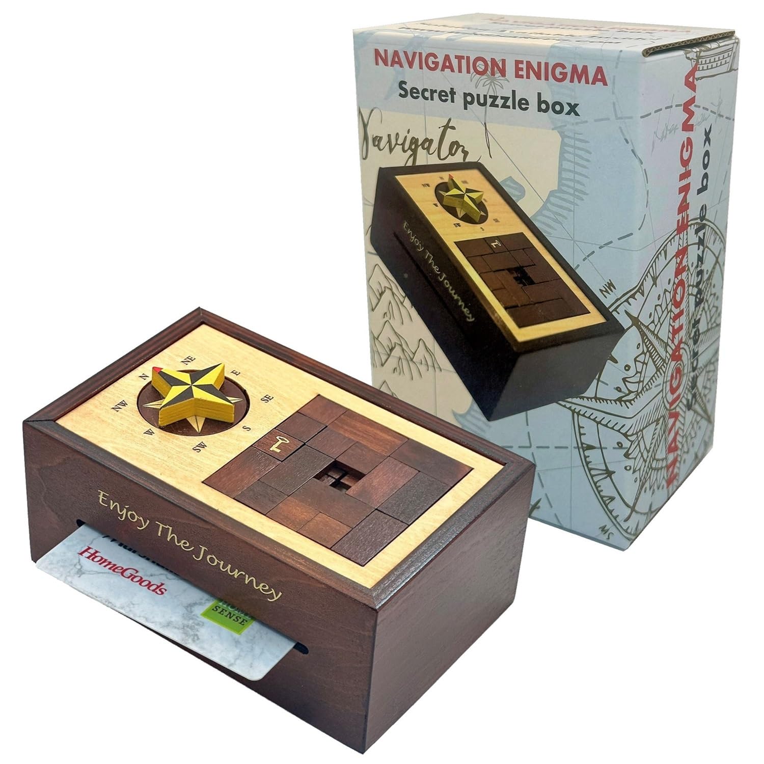 Wooden Secret Puzzle Box with Hidden Compartments - Challenging IQ Escape Game, Money & Gift Card Holder - Perfect for Brain Teasers, Escape Room Enthusiasts and Unique Gift Giving