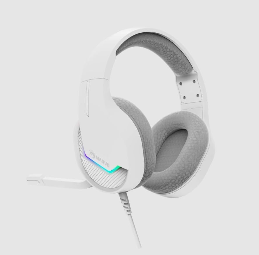 MARVO HG8936 Gaming Headset with Noise Cancelling Mic - Wired Over-Ear Headphones for PC, PS4, Xbox - Perfect for FPS Games, Streaming & Online Classes