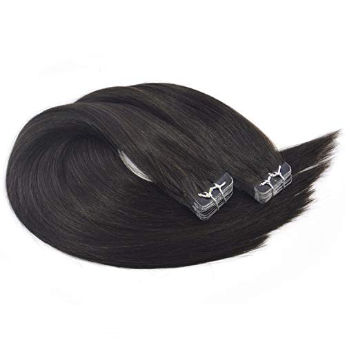 Premium 100% Remy Human Hair Tape-In Extensions 40pcs (100g, 2.5g/pc) 28 Inches 1B Brazilian Hair for Length & Volume - Perfect for Weddings, Parties & Daily Styling