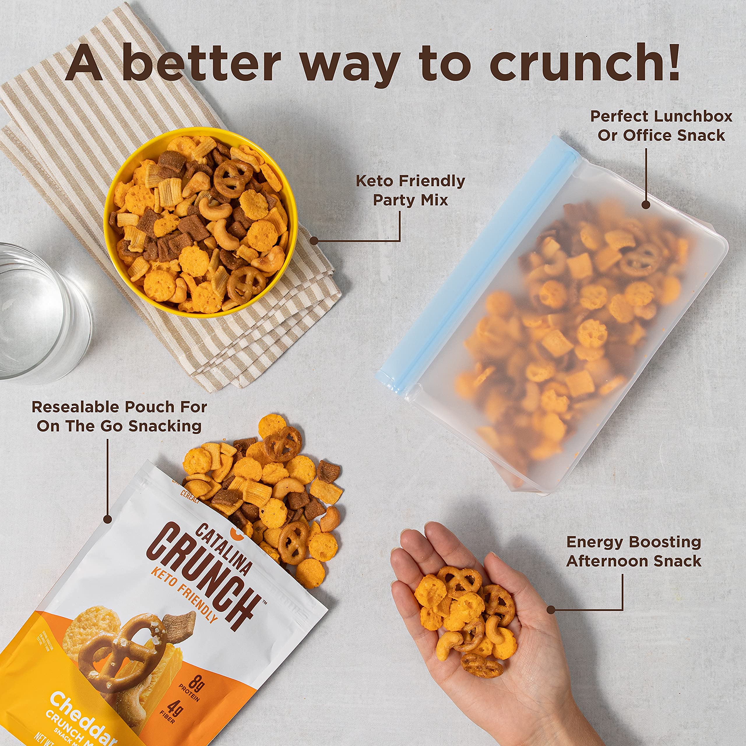Catalina Crunch Mix Cheddar Keto Snack Mix – Low Carb, High Protein, Gluten Free, Keto Friendly (6oz, Pack of 3) | Perfect for On-the-Go Snacking, Office Lunch, and Keto Diet Meal Prep