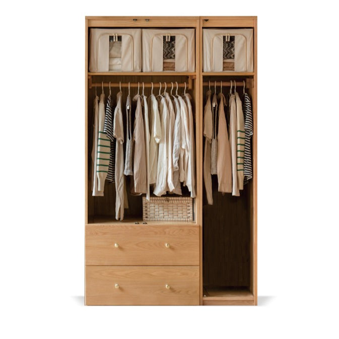47.2×23.2×78.7 inch / 120×59×200 cm / natural wood color / Meter solid wood door wardrobe with drawers