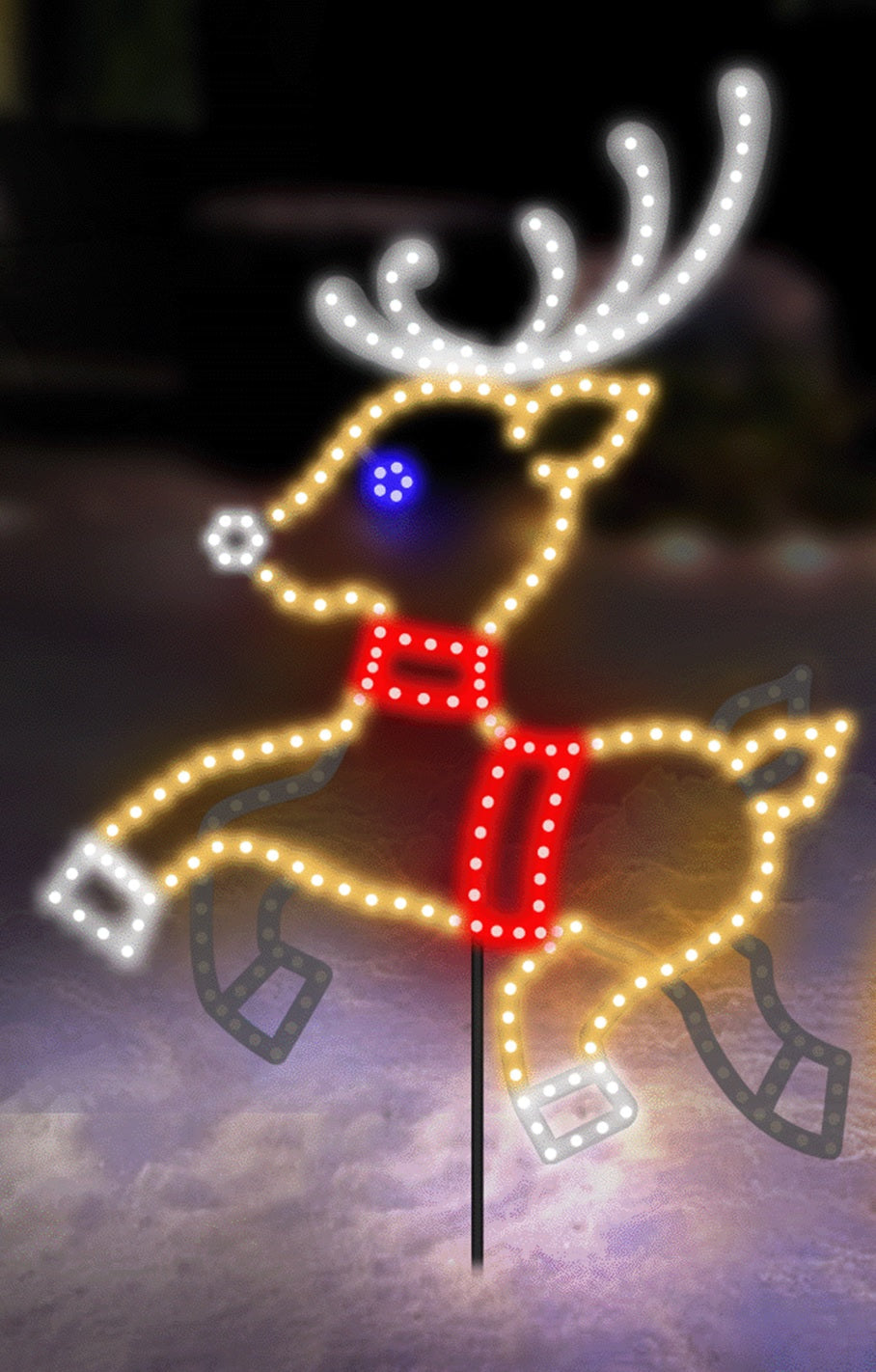 24-Piece Vibrant LED Prancing Reindeer Christmas Decorations Set - Indoor/Outdoor Holiday Light-Up Decor for Yard, Lawn, and Home