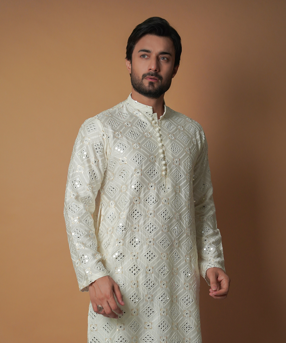 Dynamic 9mm Cream & Ivory Embroidered Kurta Set for Women | Traditional Indian Ethnic Wear | Perfect for Festivals, Weddings & Special Occasions